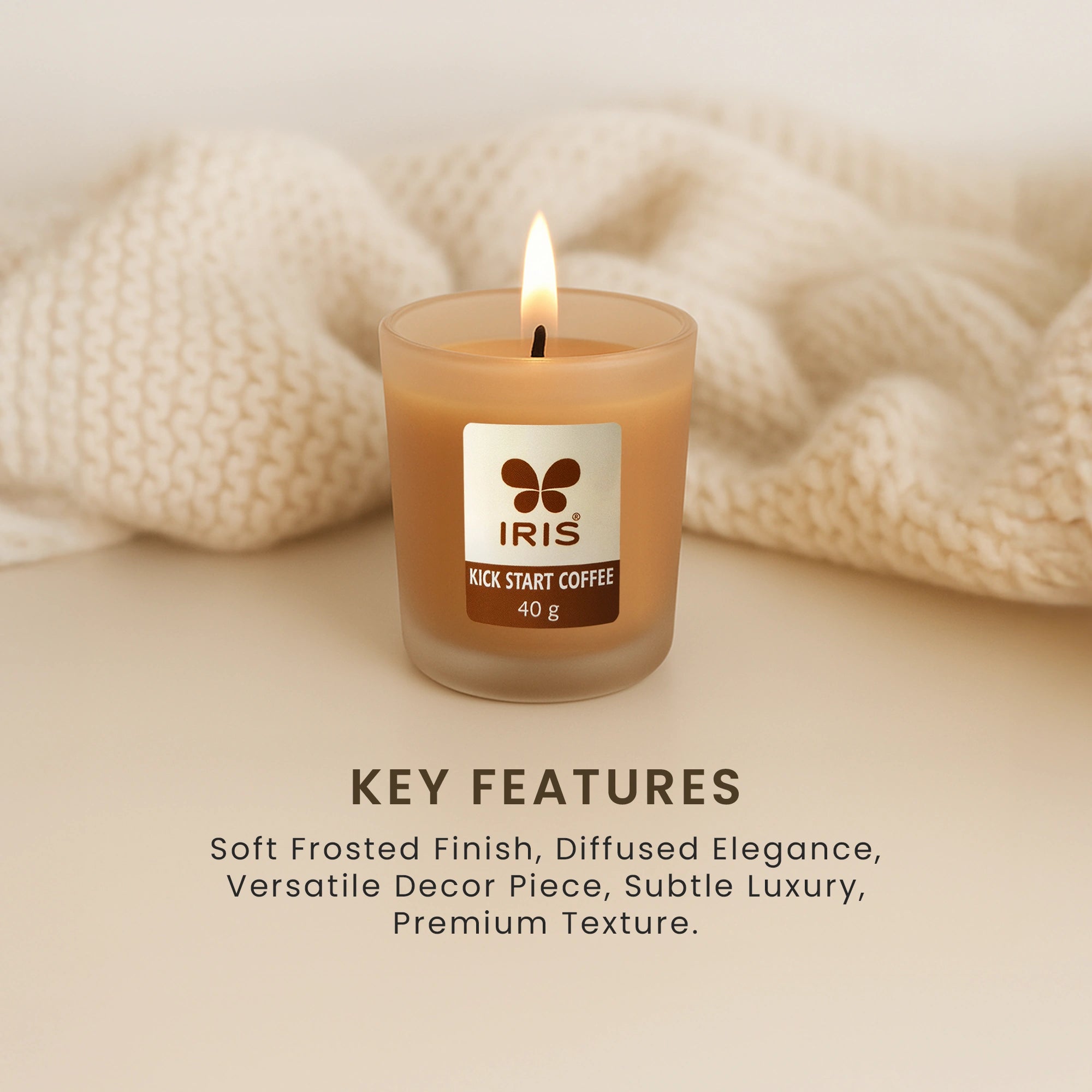 IRIS Kickstart Coffee Frosted Shot glass scented candle