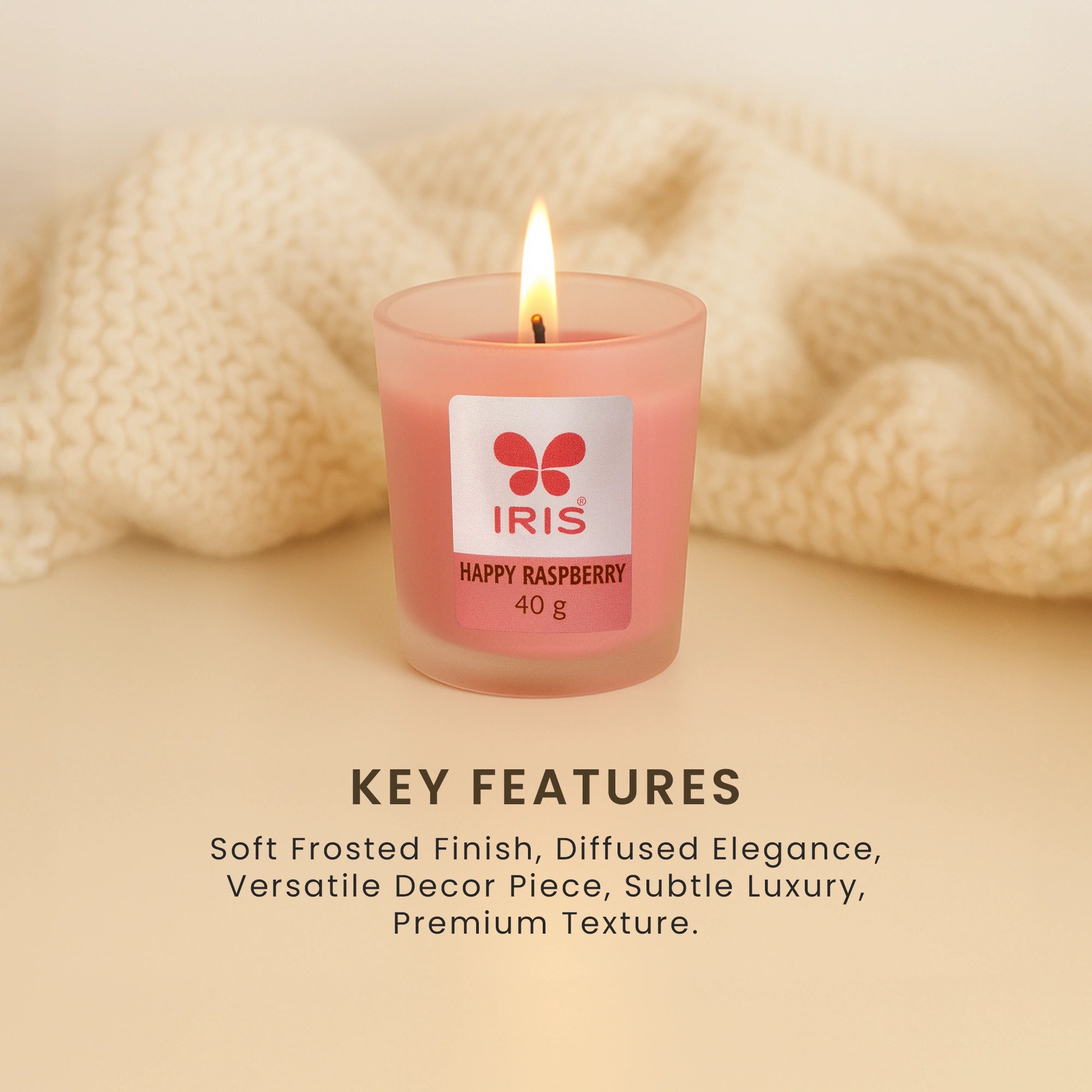IRIS Happy Raspberry Frosted Shot Glass Scented Candle