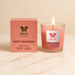 IRIS Happy Raspberry Frosted Shot Glass Scented Candle