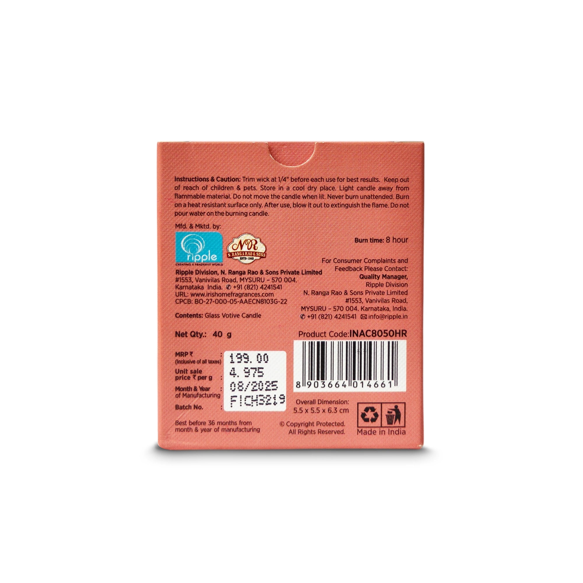 IRIS Happy Raspberry Frosted Shot Glass Scented Candle