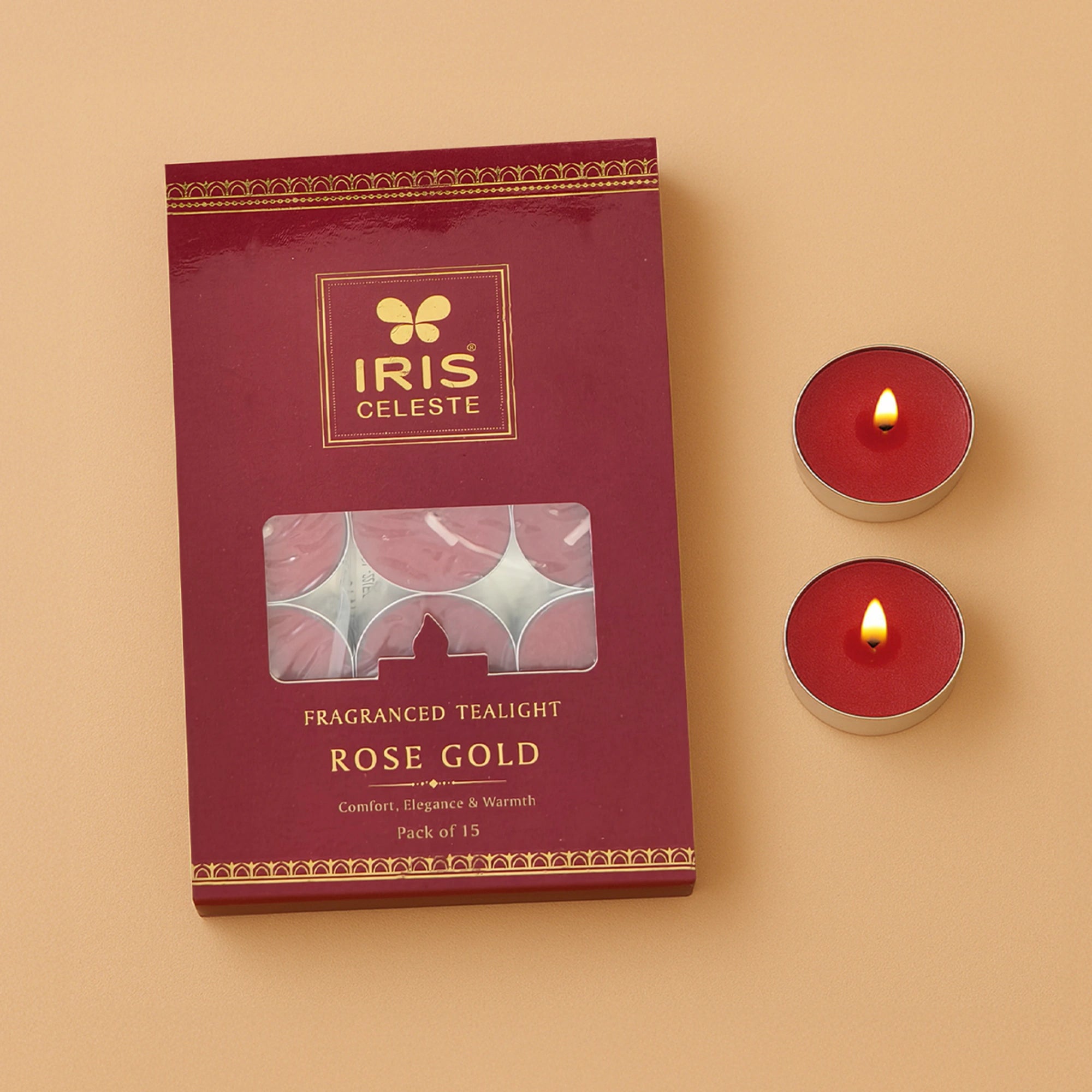 IRIS Celeste Rose Gold Scented Tealight Candles