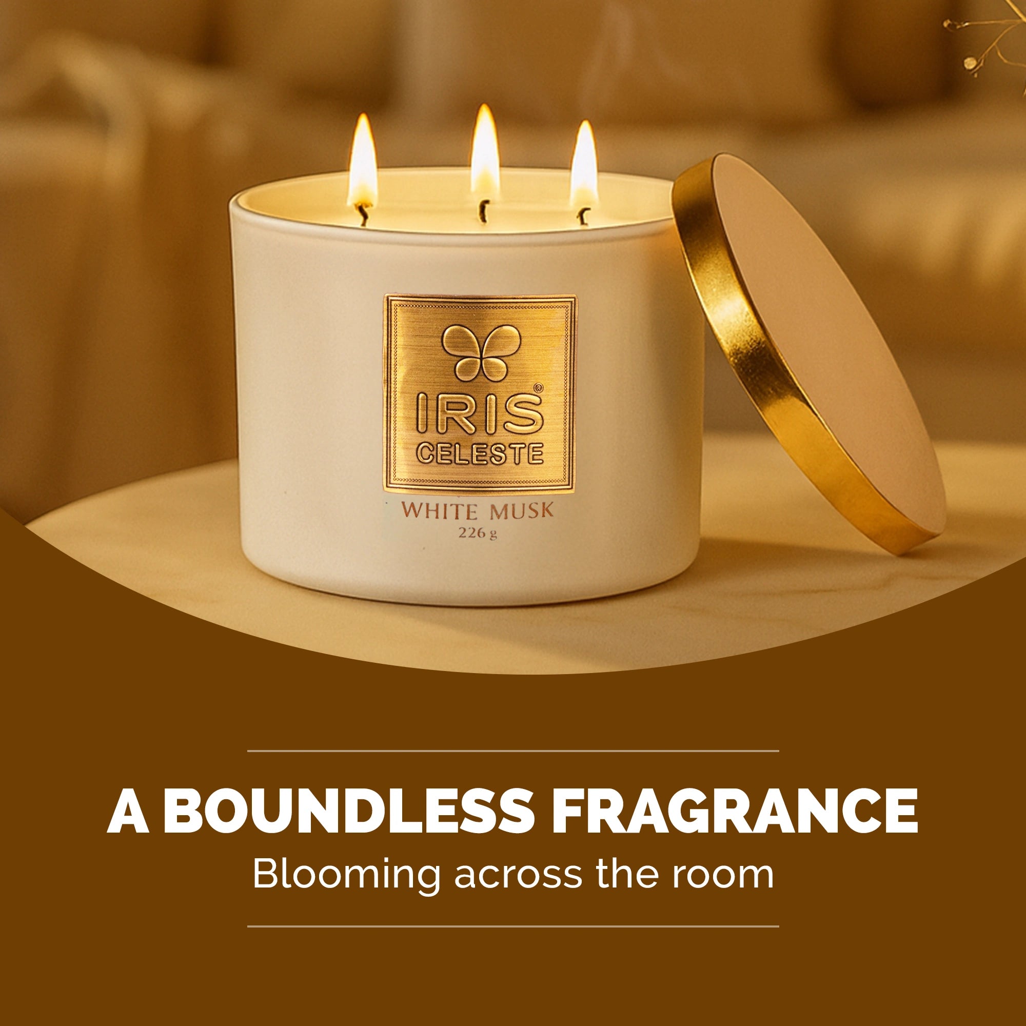 IRIS Celeste Multi Wick Premium Candle - White Musk Fragrance