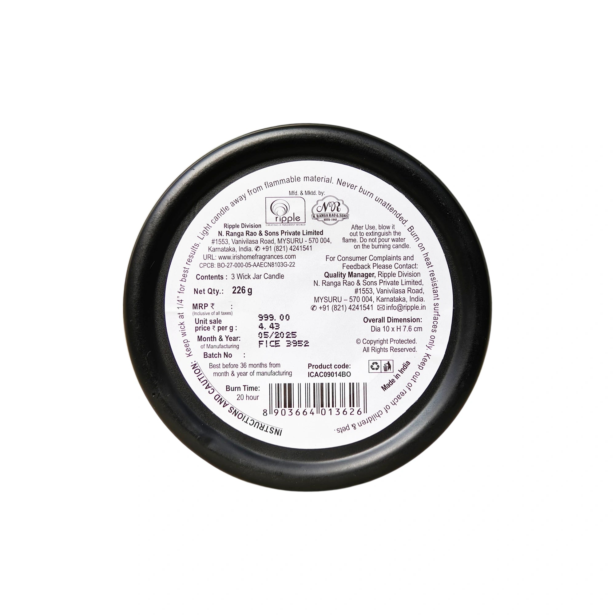 IRIS Celeste Multi Wick Premium Candle - Black Oudh Fragrance