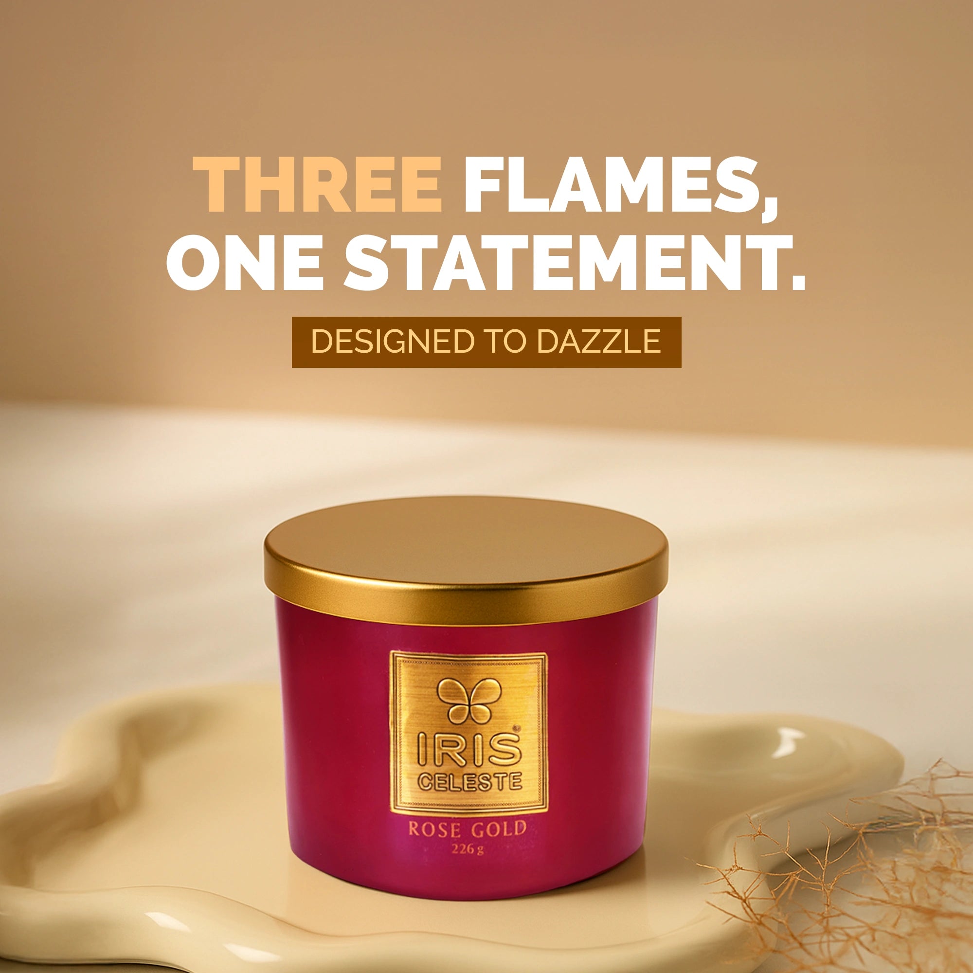 IRIS Celeste Multi Wick Premium Candle - Rose Gold Fragrance