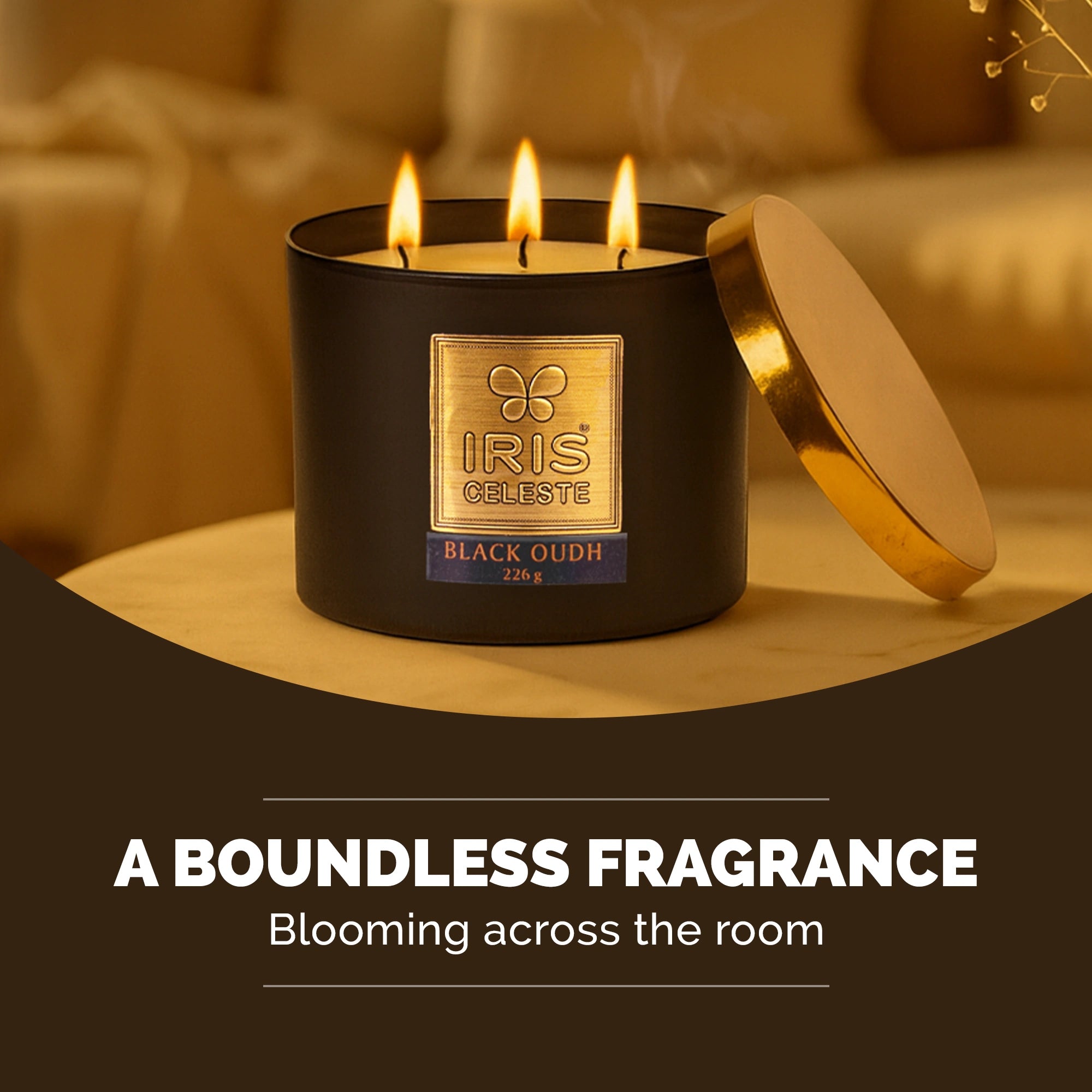 IRIS Celeste Multi Wick Premium Candle - Black Oudh Fragrance