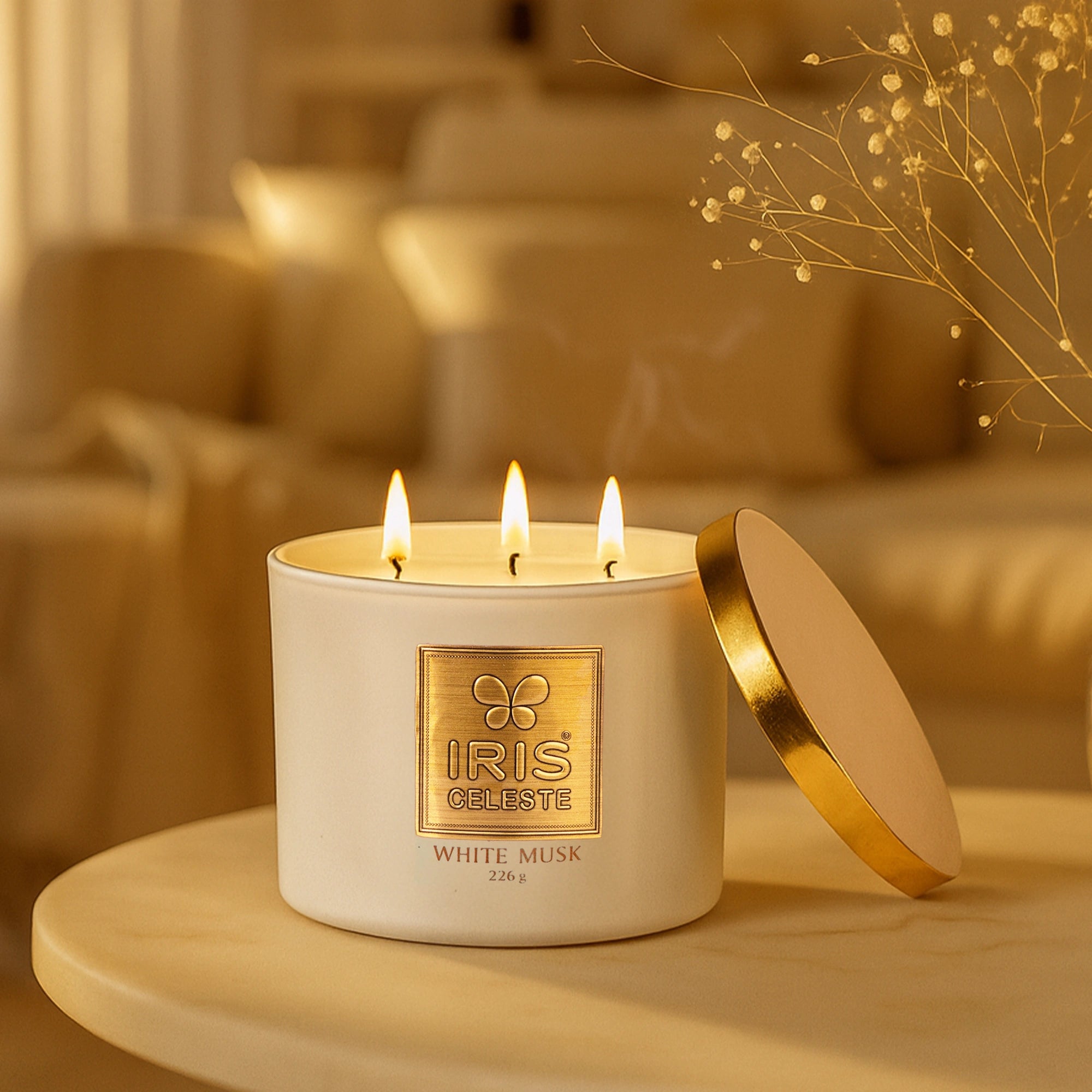 IRIS Celeste Multi Wick Premium Candle - White Musk Fragrance