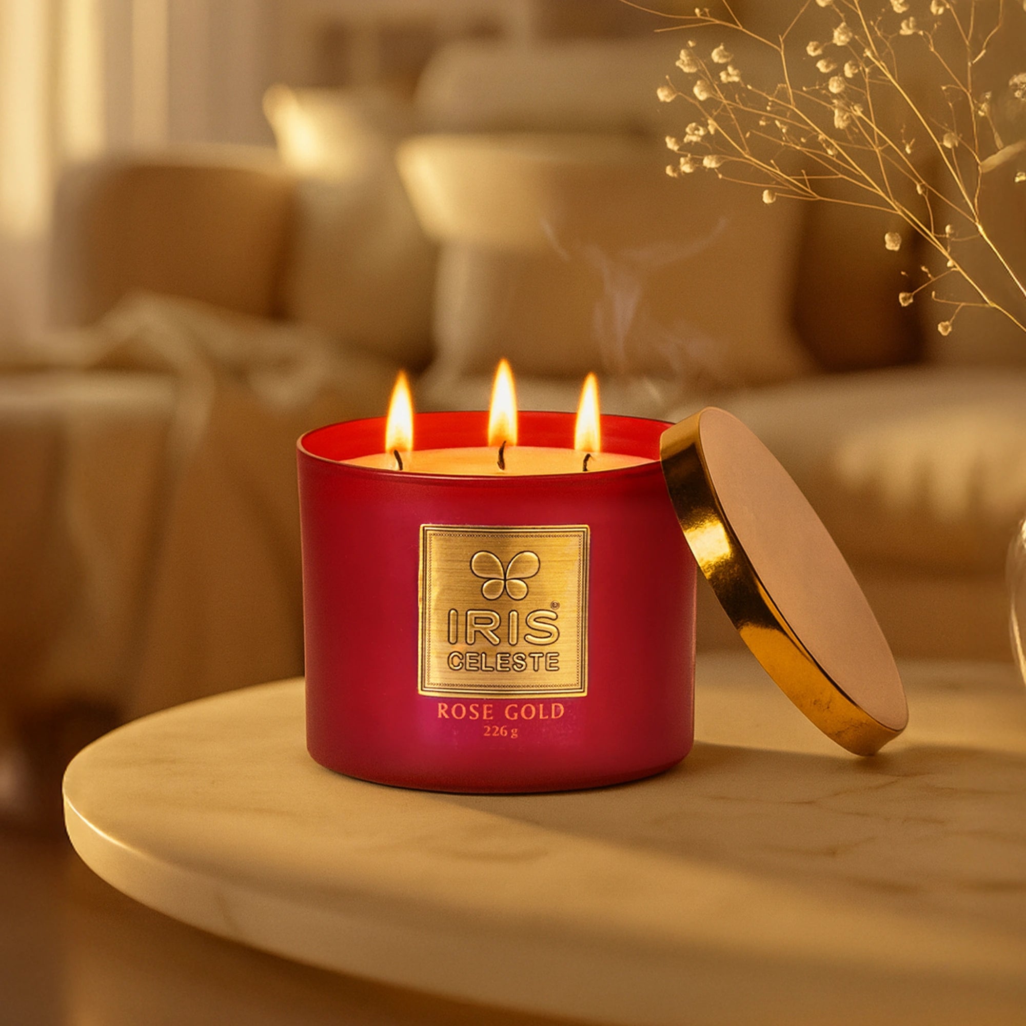 IRIS Celeste Multi Wick Premium Candle - Rose Gold Fragrance