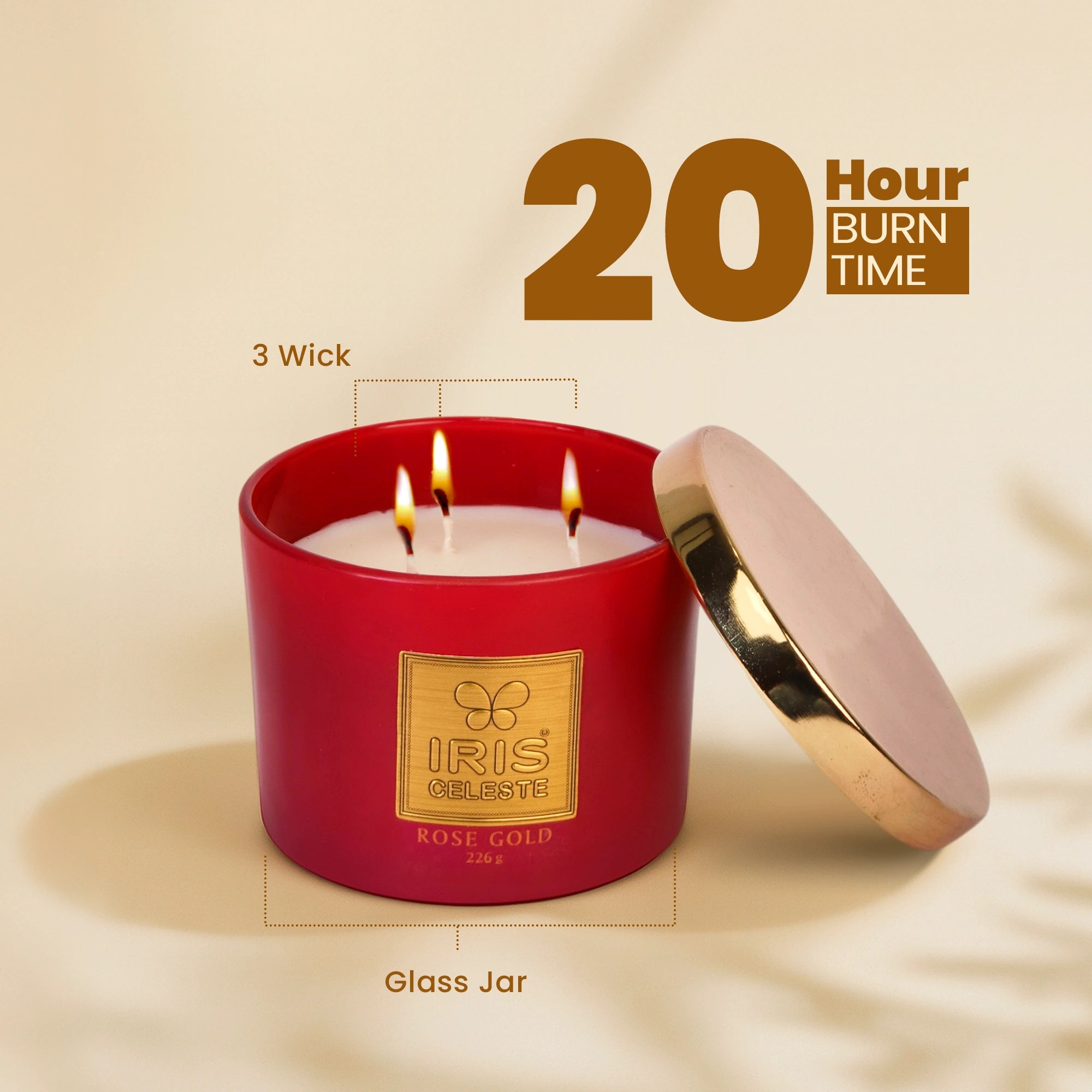 IRIS Celeste Multi Wick Premium Candle - Rose Gold Fragrance