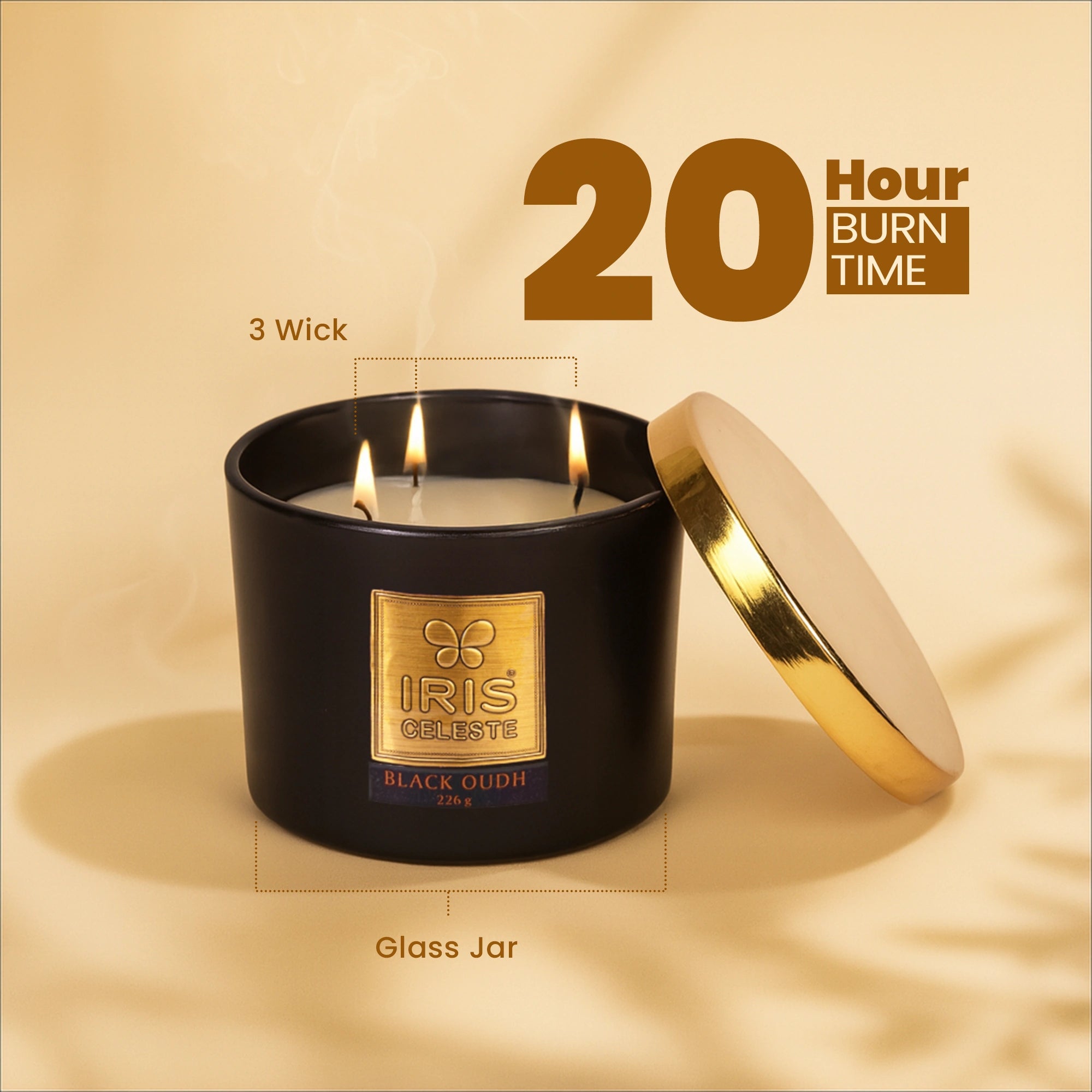 IRIS Celeste Multi Wick Premium Candle - Black Oudh Fragrance