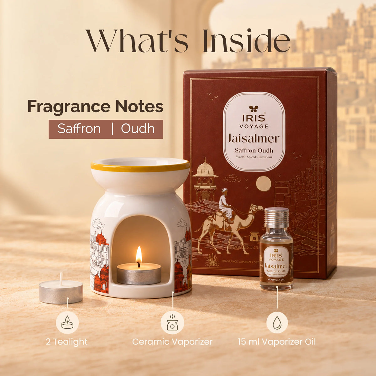 IRIS Voyage Jaisalmer | Saffron Oudh Scented Vaporizer Set