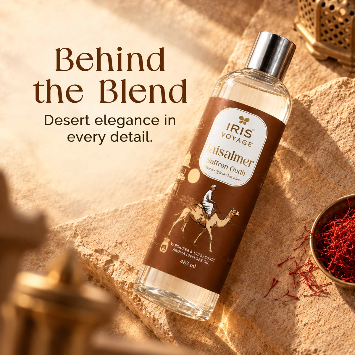 IRIS Voyage Jaisalmer | Saffron Oudh Aroma Vaporizer Oil & Ultrasonic Diffuser Oil 485 ml