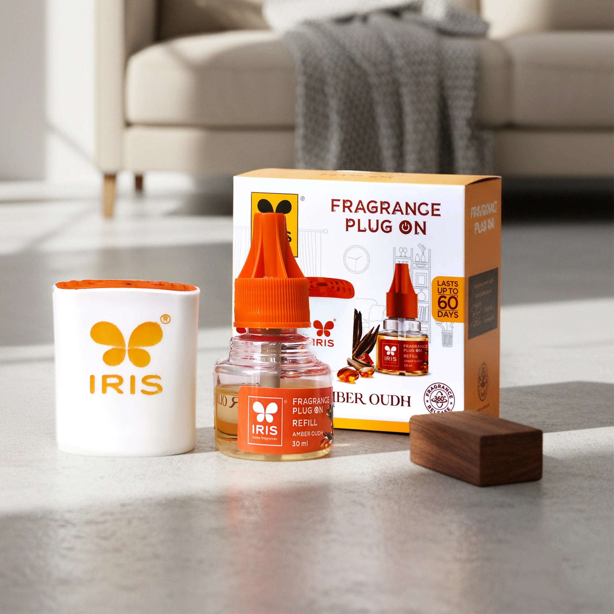 IRIS Amber Oudh Fragrance Plug on | Lasts Up to 60 Days