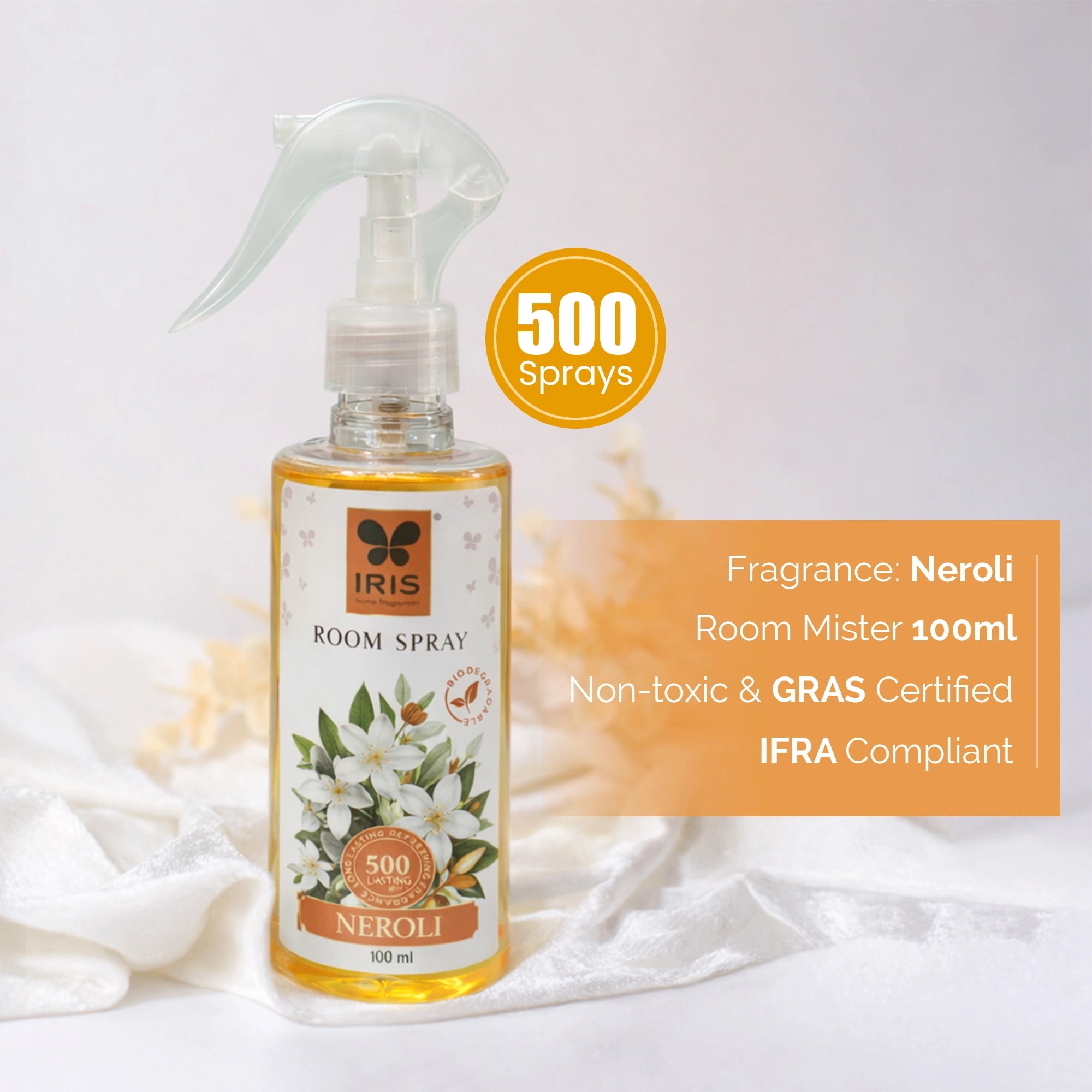 Neroli Room Spray 100ml | 500 Sprays | LPG & CFC Free | Non-Toxic