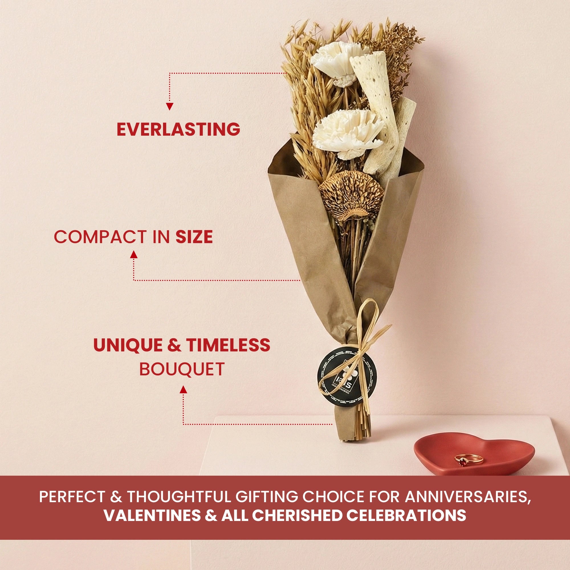 IRIS Ivory Meadow Blooms Scented Dry Flower Bouquet with 5ml Fragrance Spray