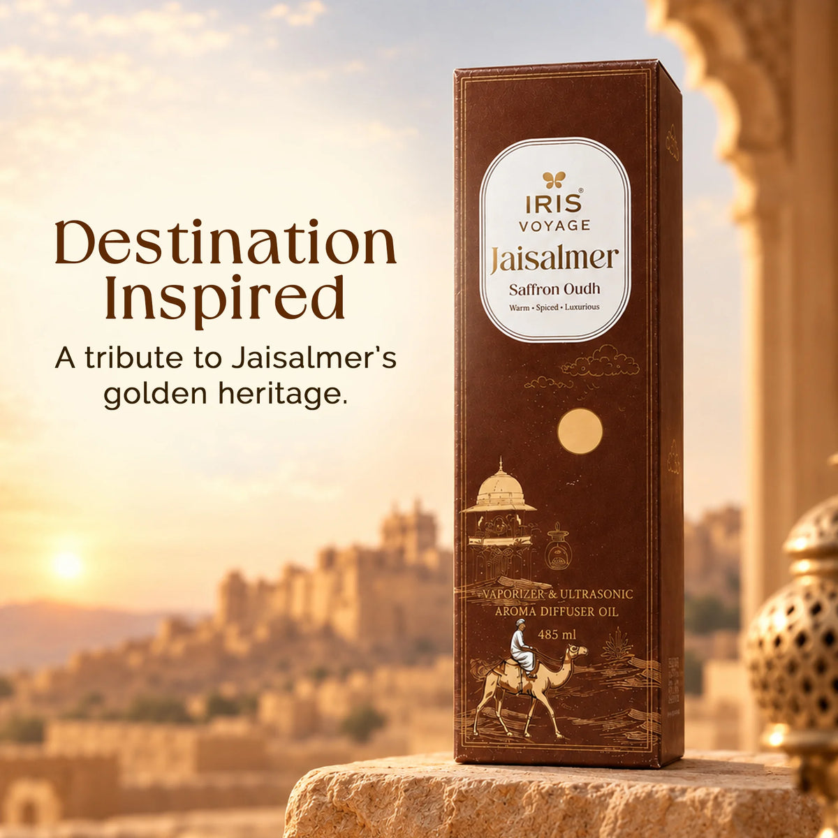 IRIS Voyage Jaisalmer | Saffron Oudh Aroma Vaporizer Oil & Ultrasonic Diffuser Oil 485 ml