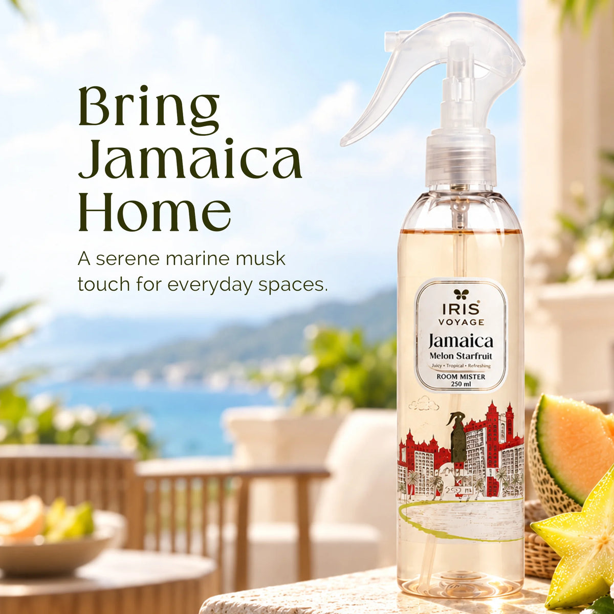 IRIS Voyage Jamaica | Melon Starfruit Fragrance Room Mister Upto 250 ml upto 1200 Sprays