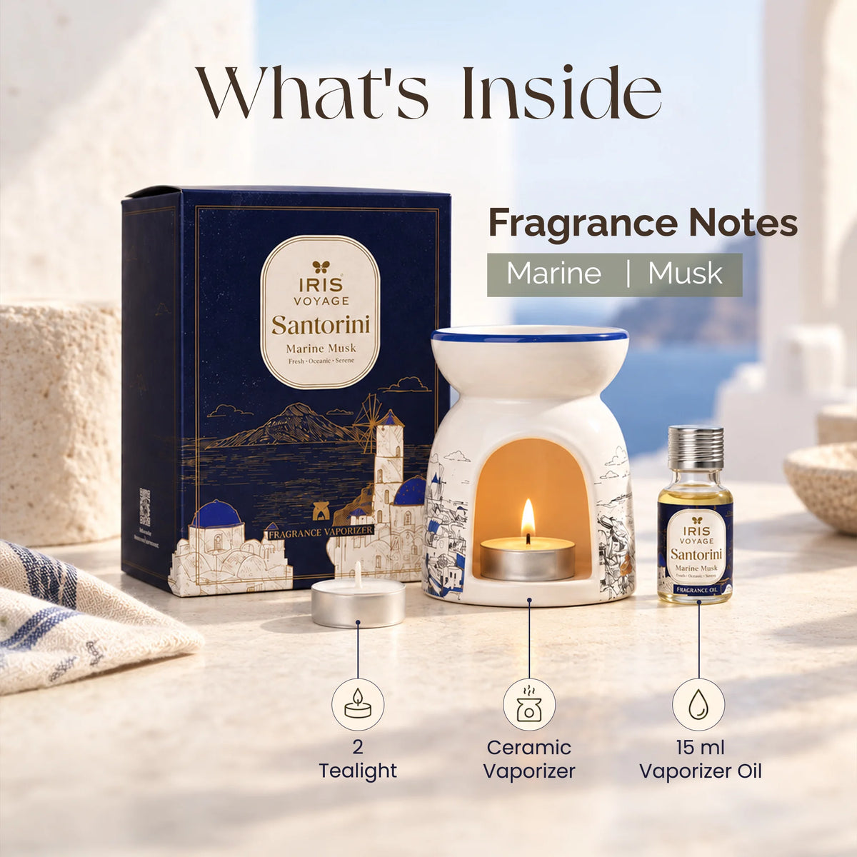 IRIS Voyage Santorini | Marine Musk Scented Vaporizer Set