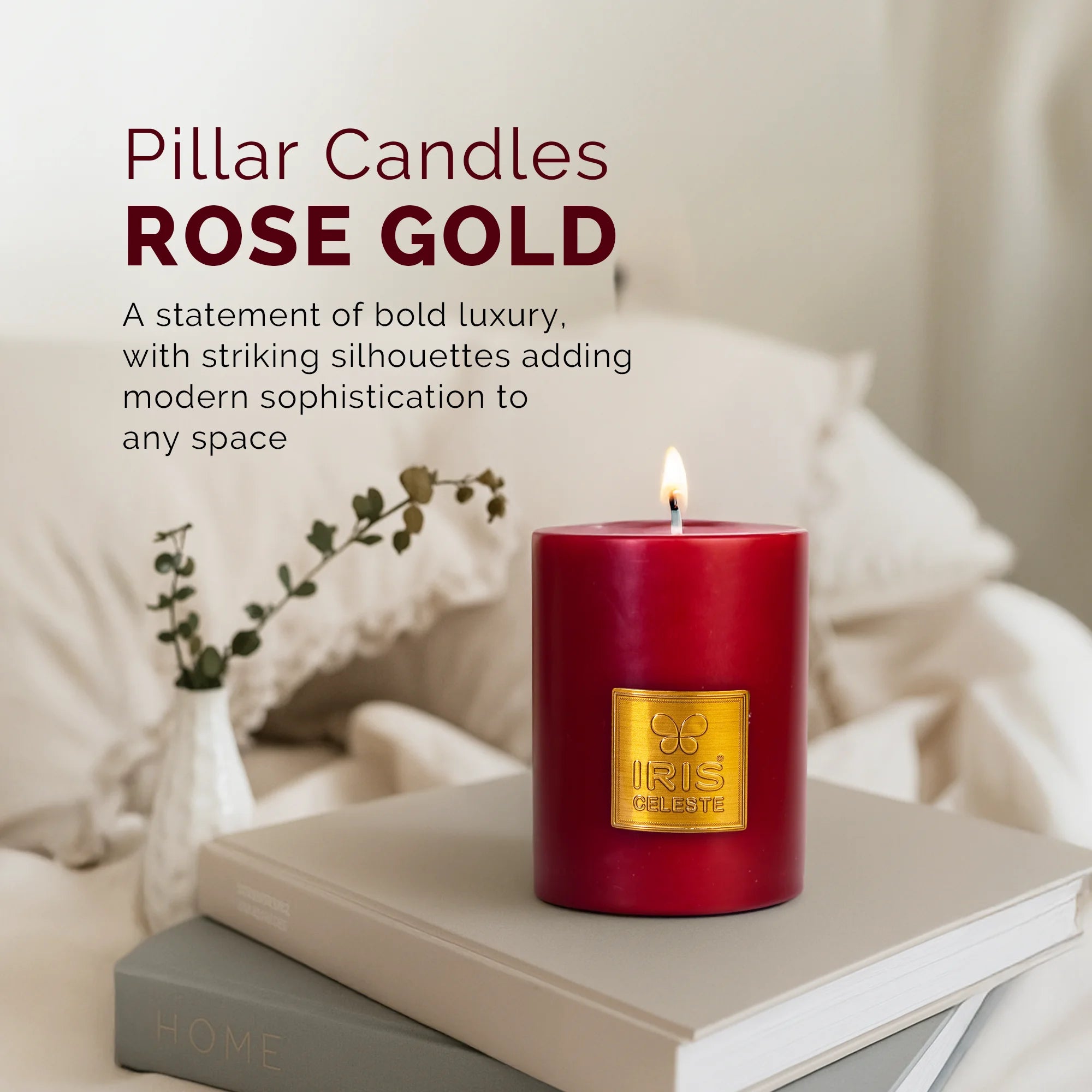 IRIS Celeste Rose Gold Scented Premium Pillar Candle | Small