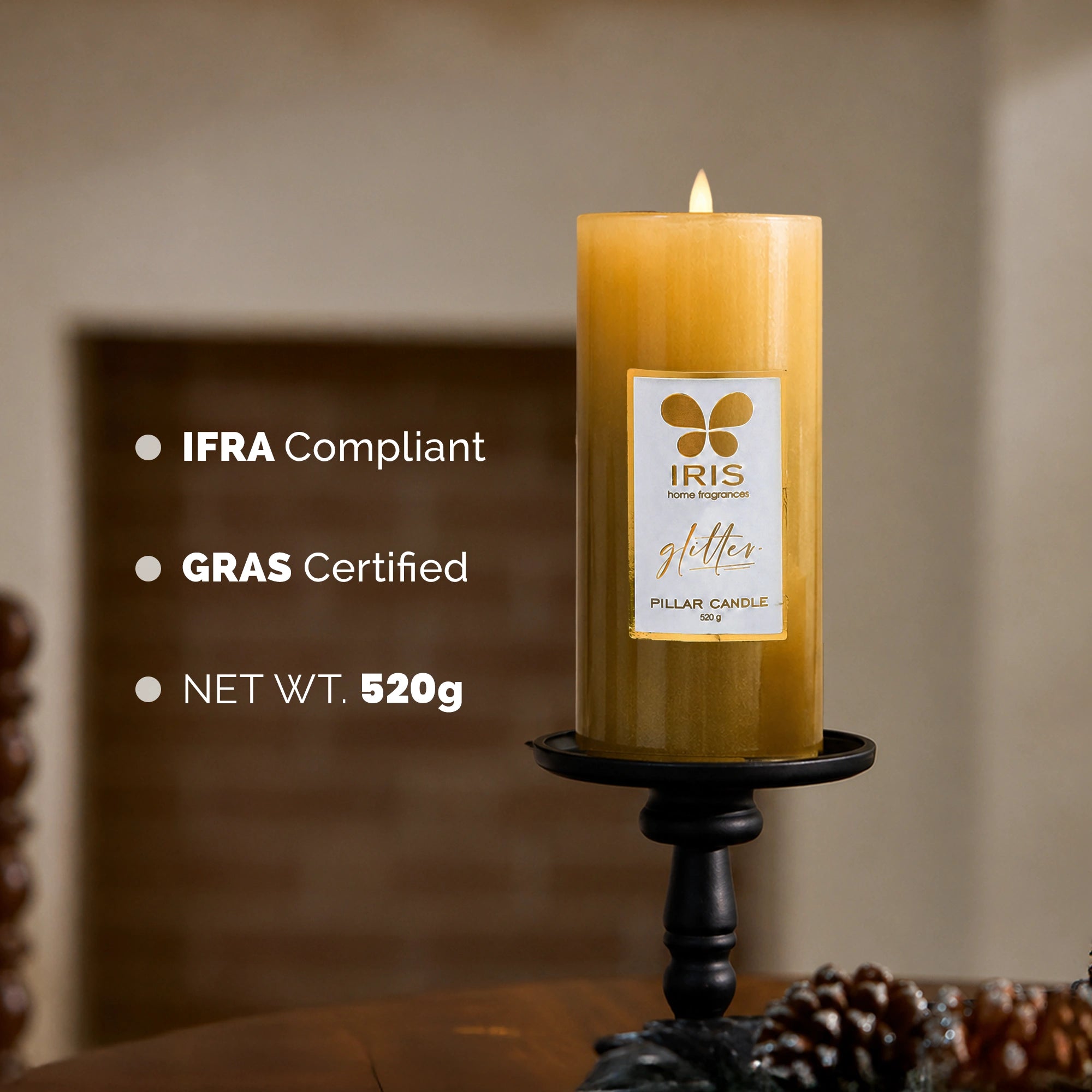 IRIS Gold Lacquered Glitter Candle 