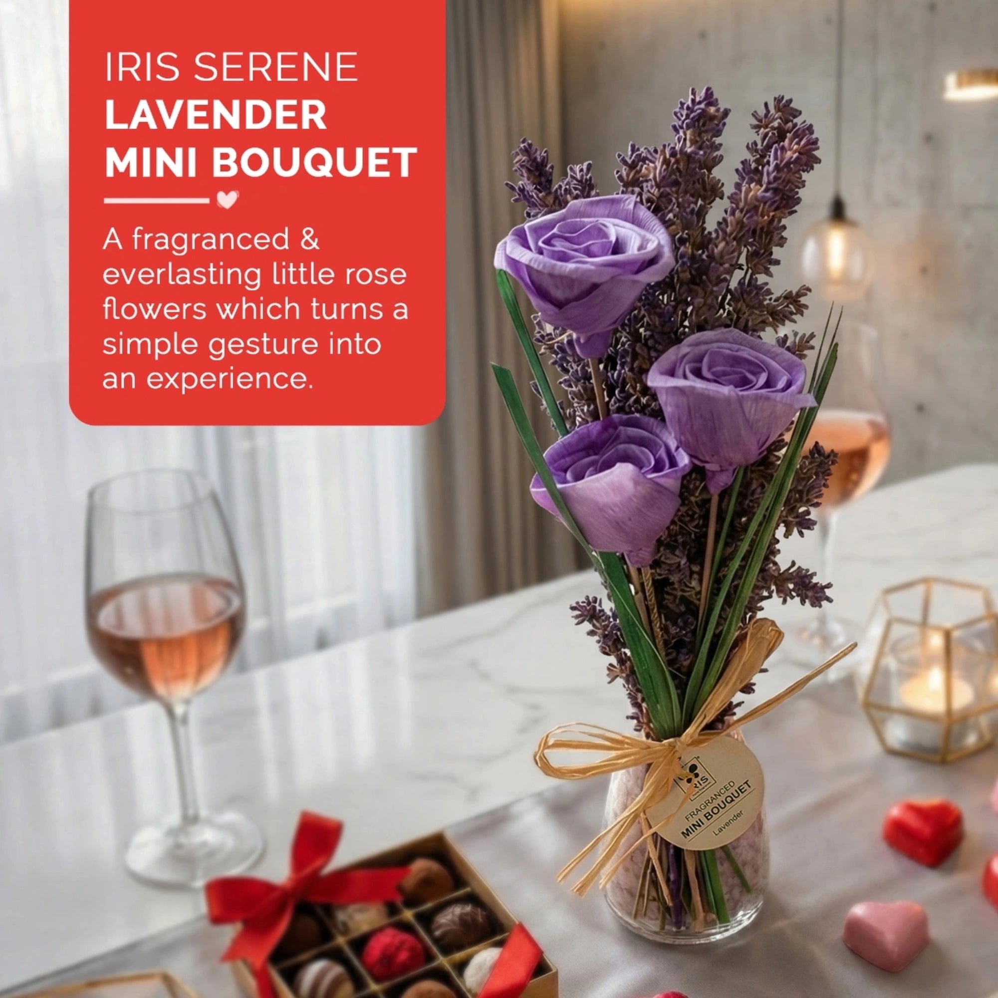 IRIS Serene Lavender Roses Scented Mini Bouquet