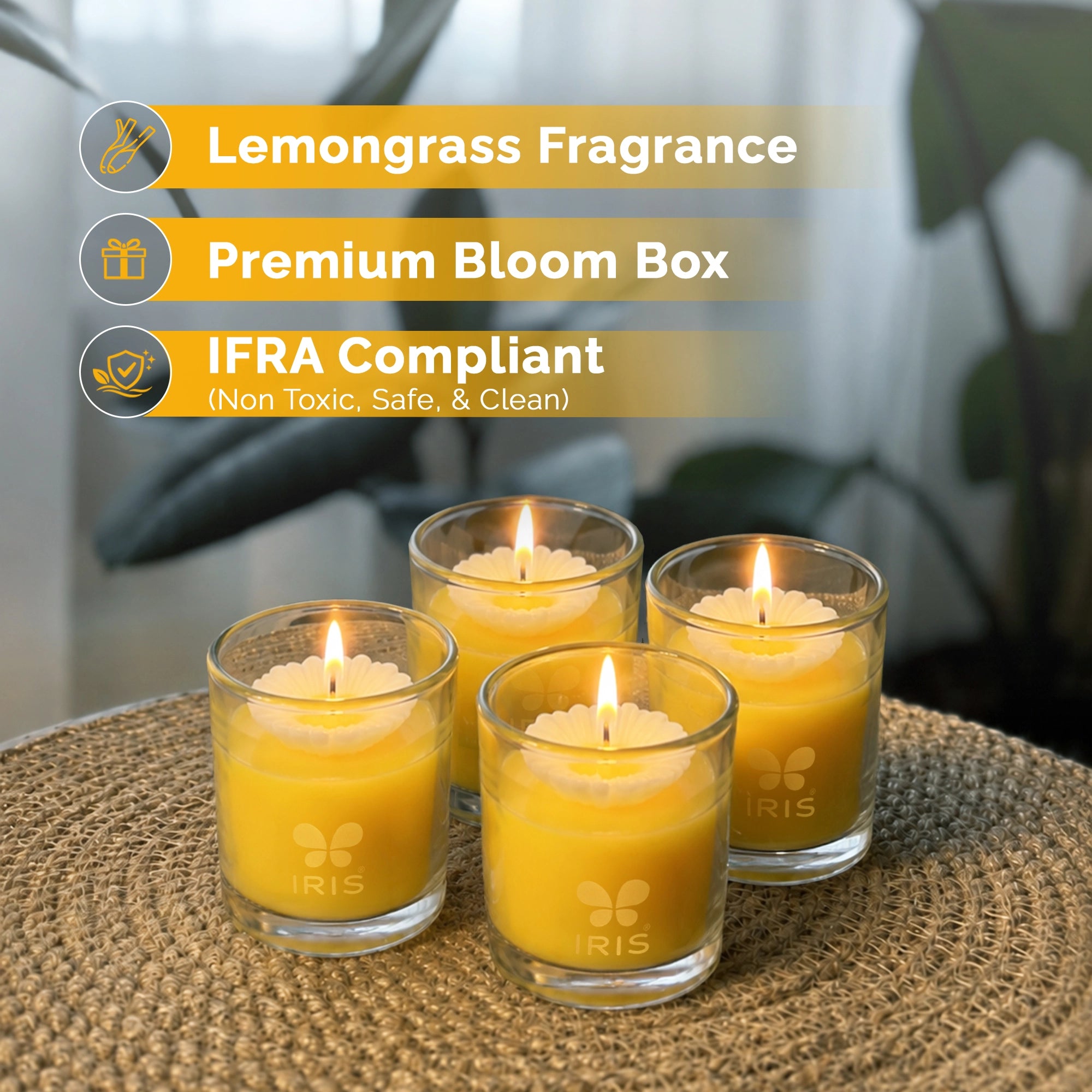 Lemongrass Scented Shot Glass Candle Gift Set | Pack of 4 | Gift Ready Package