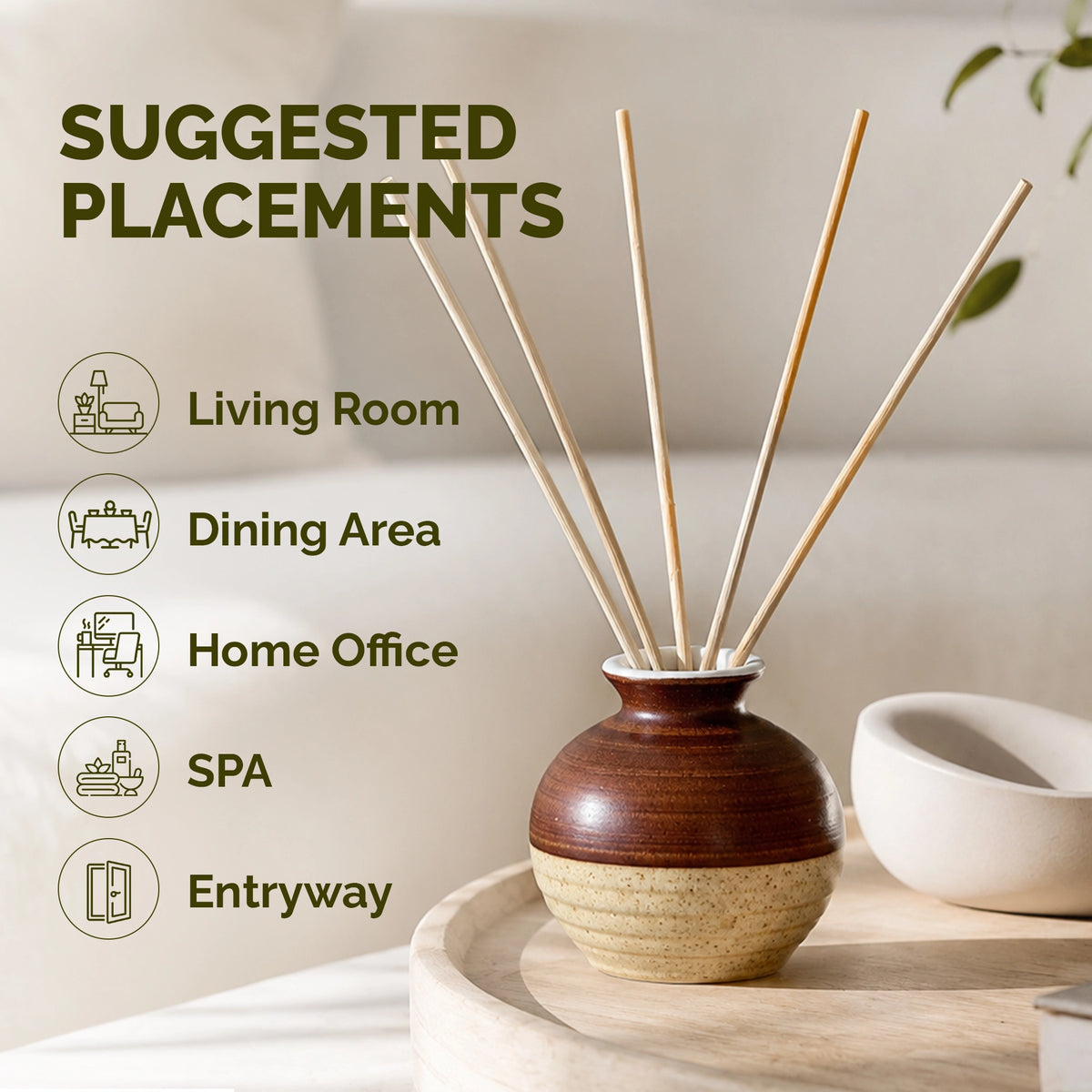 Lemongrass Ceramic Aroma Reed Diffuser Set | Ethnic Packaging | 60ml