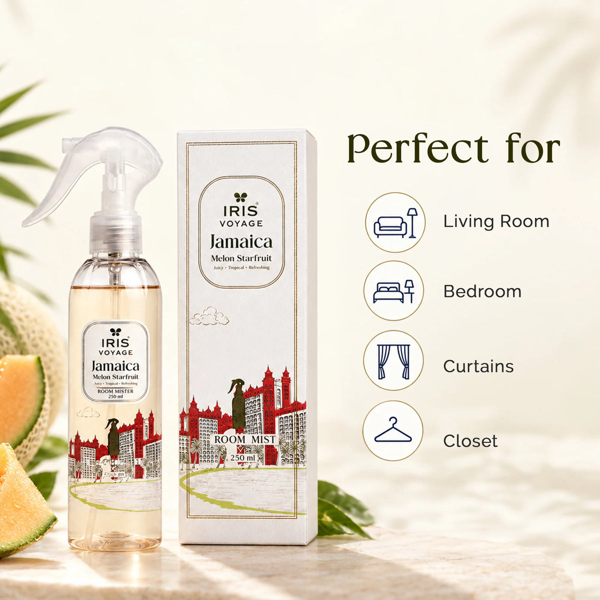 IRIS Voyage Jamaica | Melon Starfruit Fragrance Room Mister Upto 250 ml upto 1200 Sprays