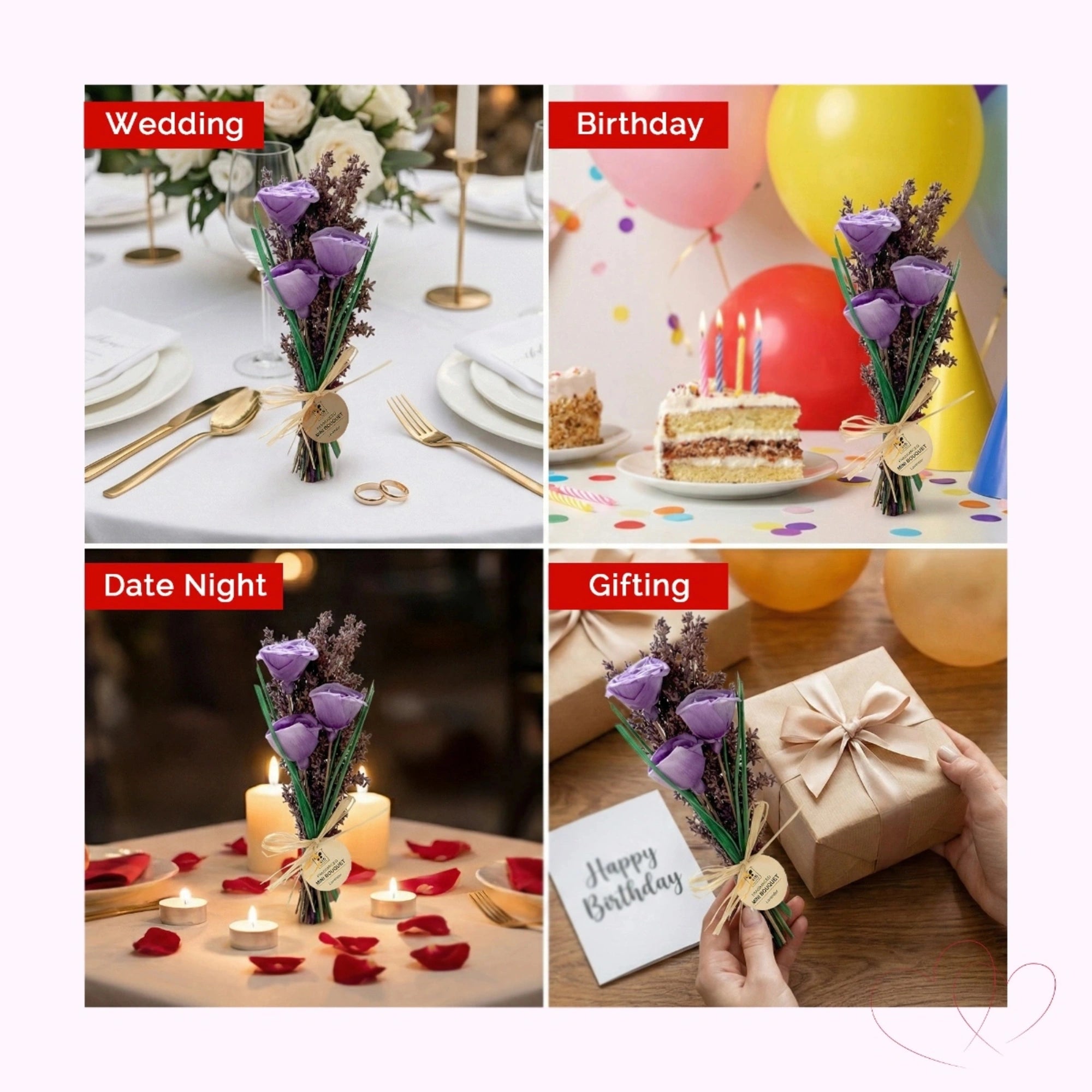 IRIS Serene Lavender Roses Scented Mini Bouquet