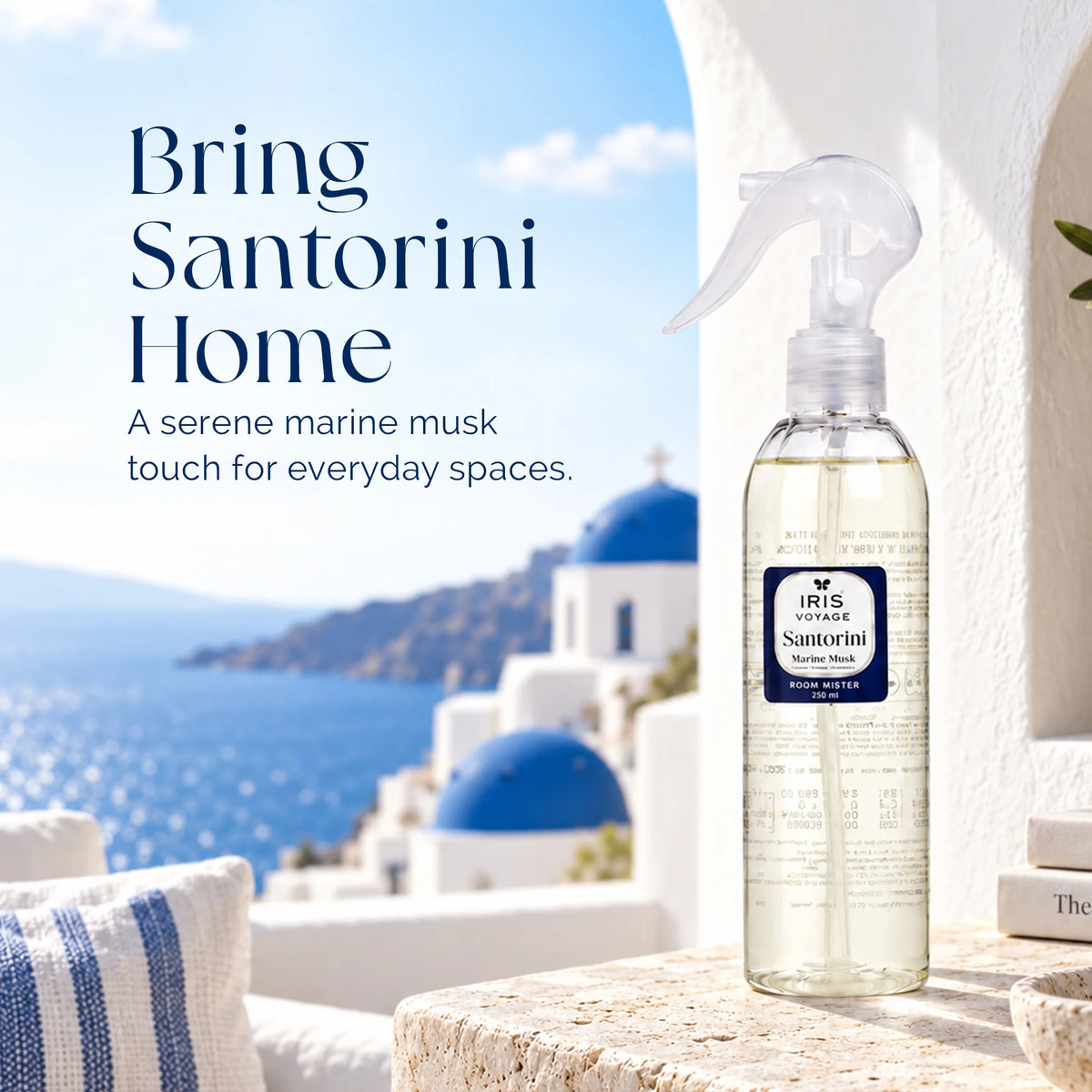 IRIS Voyage Santorini | Marine Musk Fragrance Room Mister 250 ml Upto 1200 Sprays