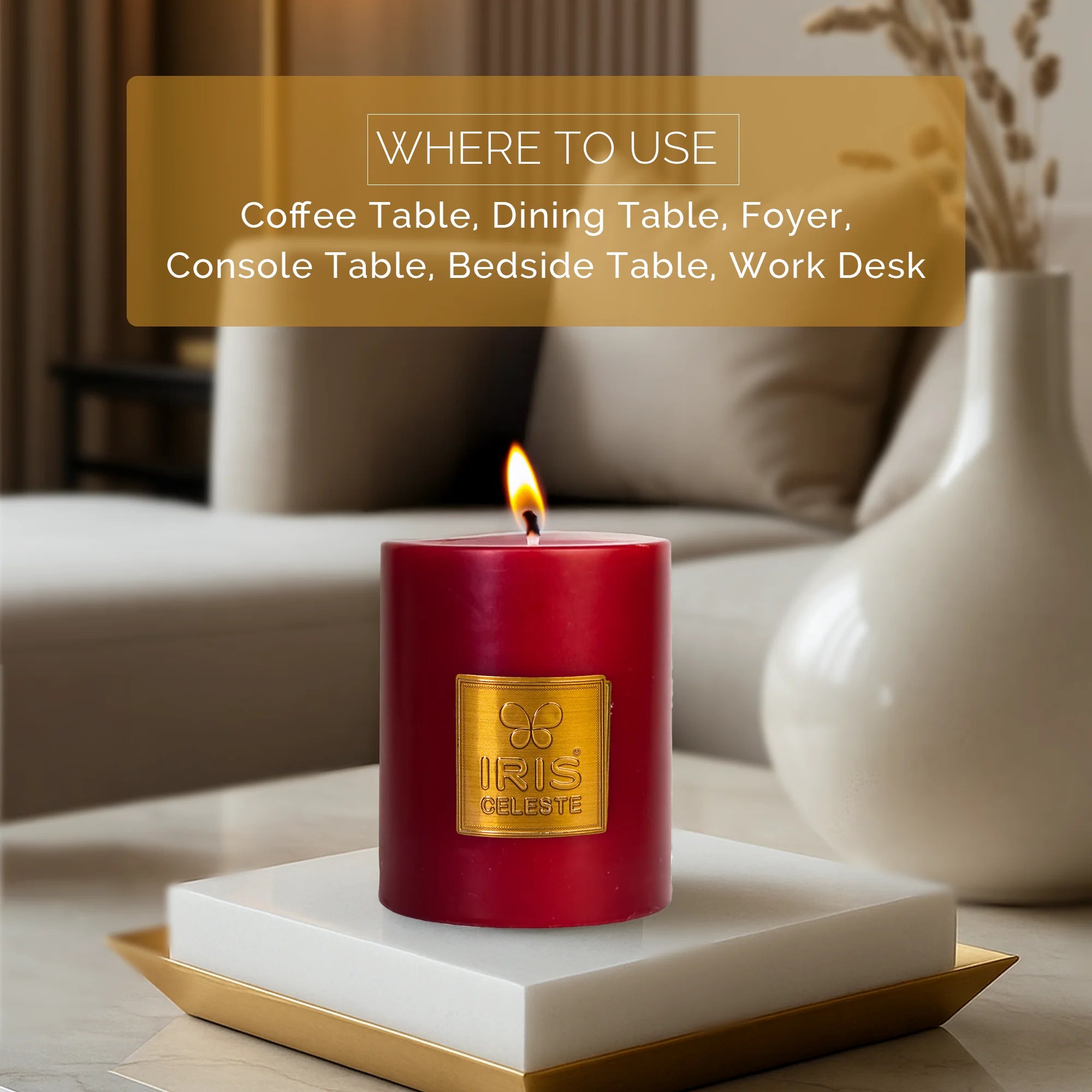 IRIS Celeste Rose Gold Scented Premium Pillar Candle | Small