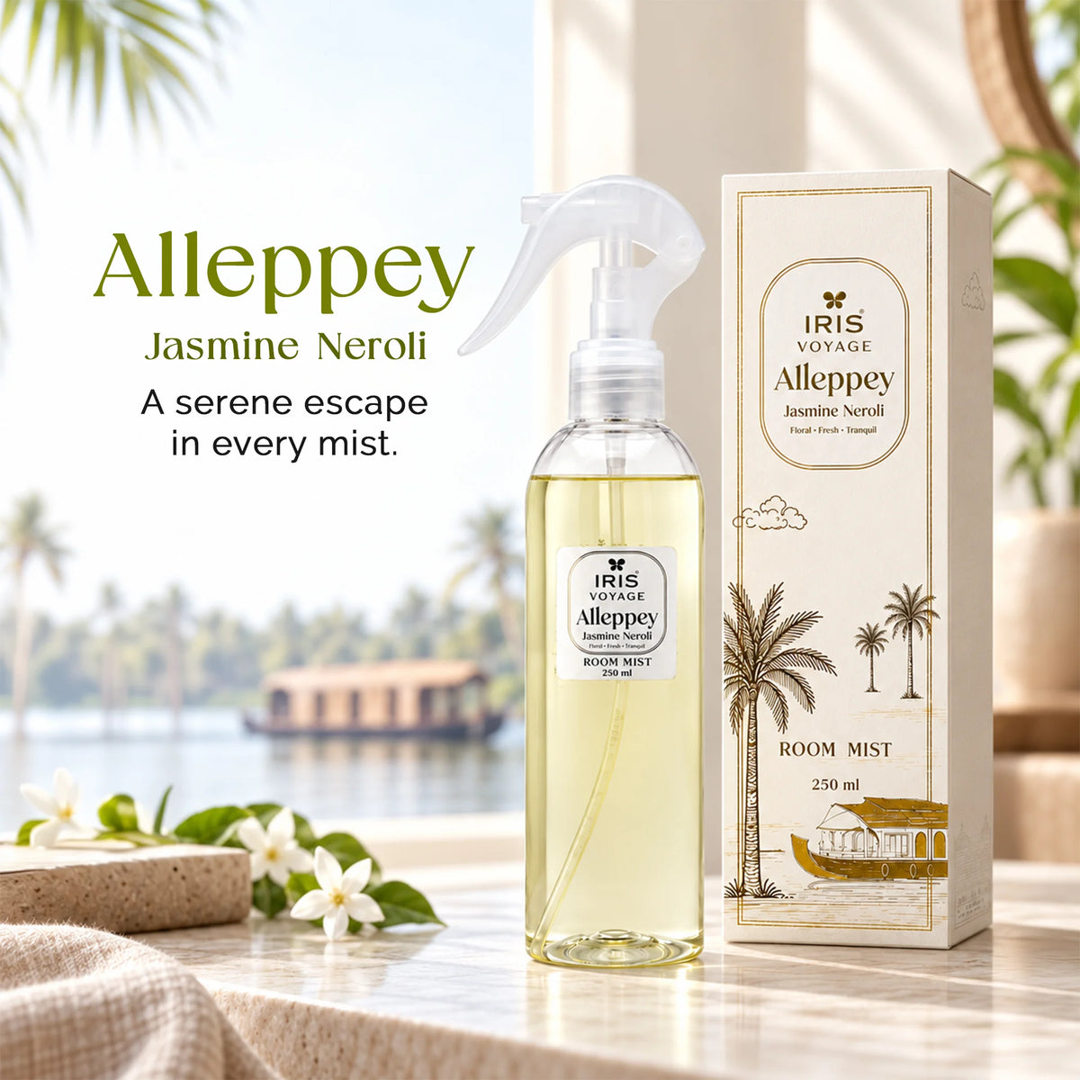 IRIS Voyage Alleppey | Jasmine Neroli Fragrance Room Mister 250 ml Upto 1200 Sprays