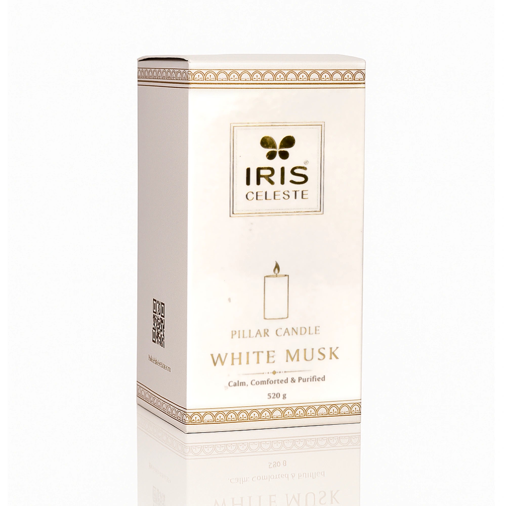 IRIS Celeste White Musk Scented Premium Pillar Candle | Large
