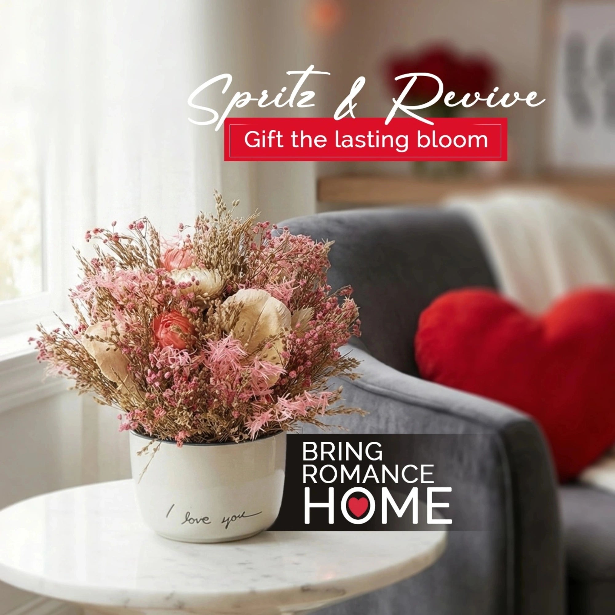 IRIS Blush Blossom Ceramic Flower With Vase + 5ml Fragrance Spray