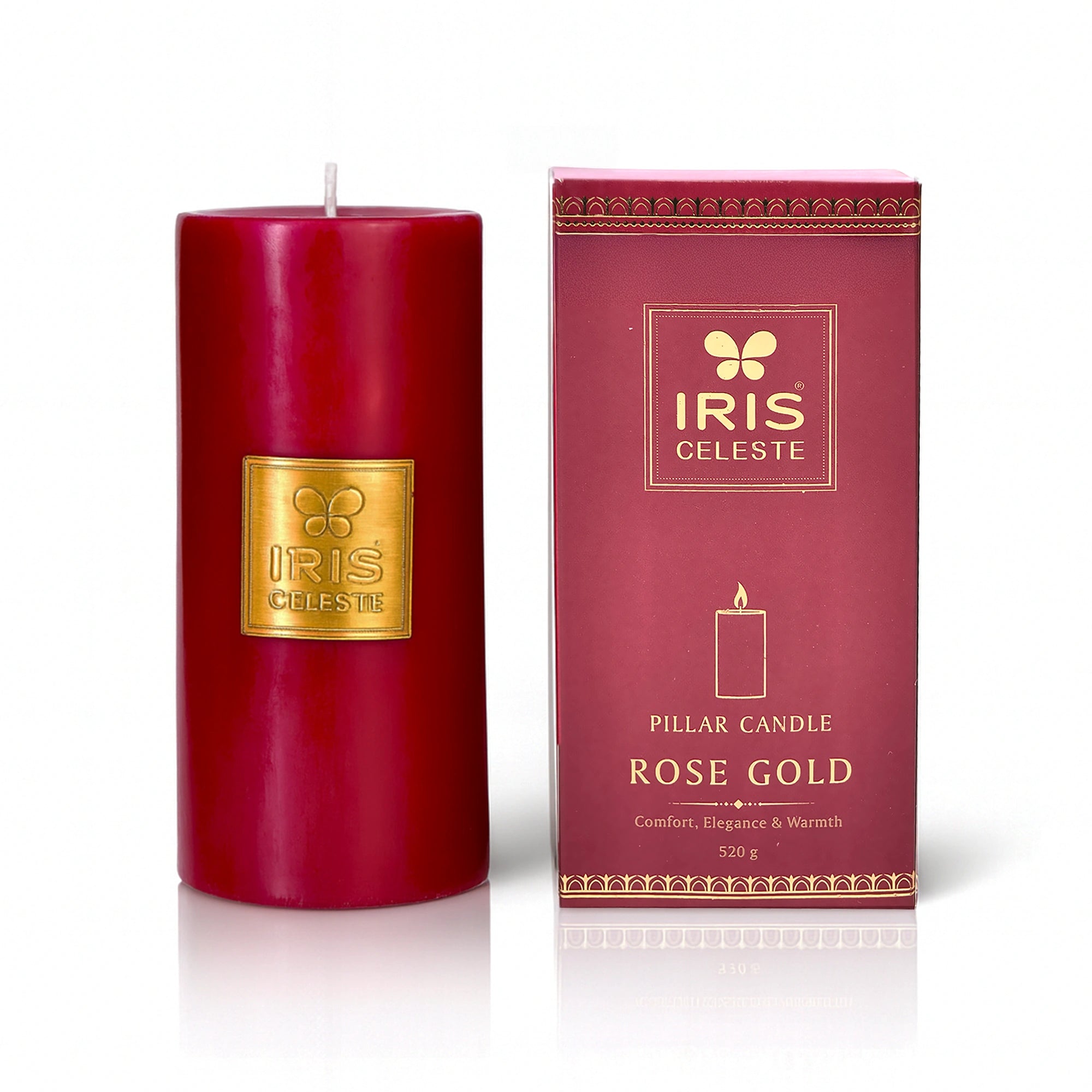 IRIS Celeste Rose Gold Scented Premium Pillar Candle | Large