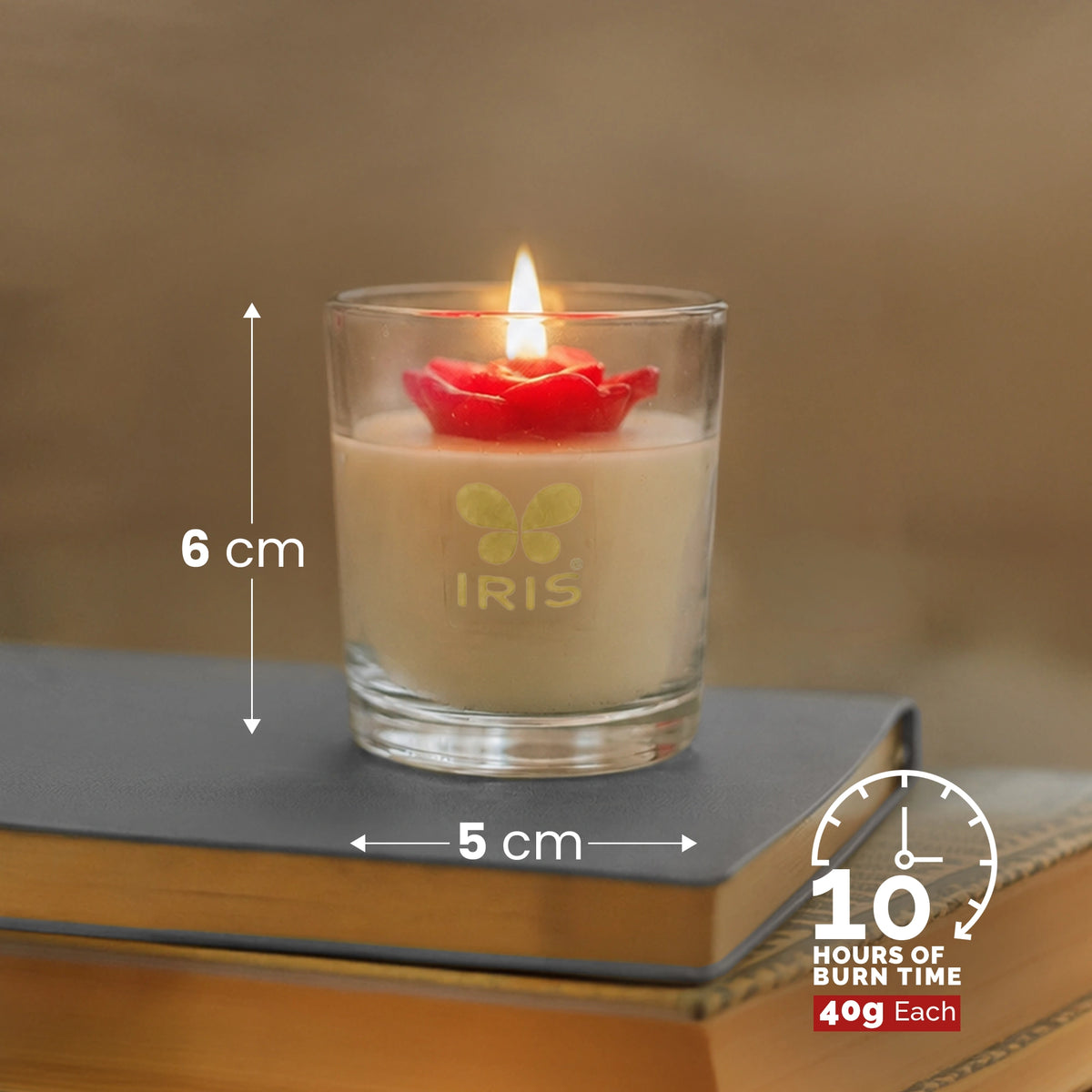 Floral Shot Glass Scented Candle Set |Timelss Rose Fragrance | Pack of 4
