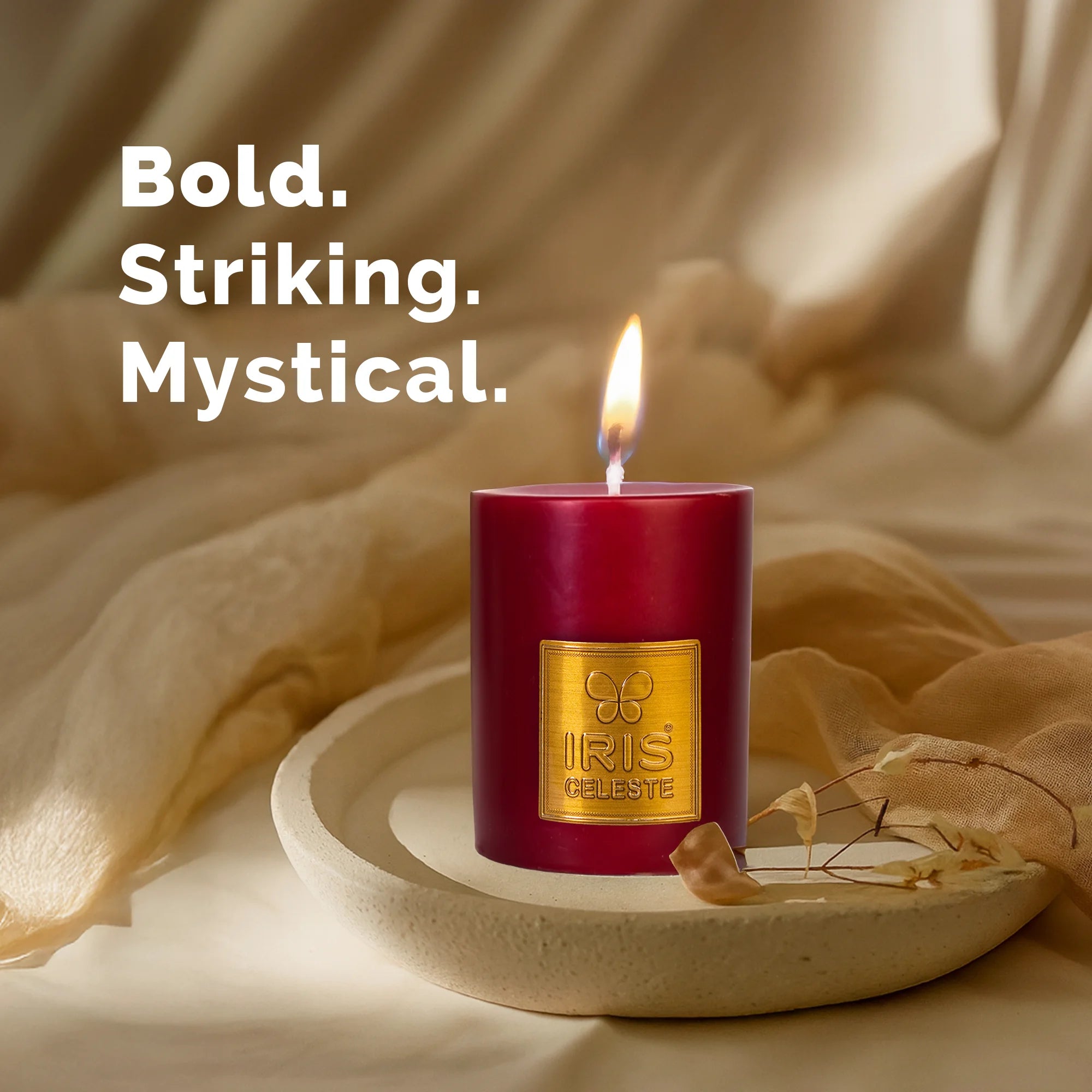 IRIS Celeste Rose Gold Scented Premium Pillar Candle | Small