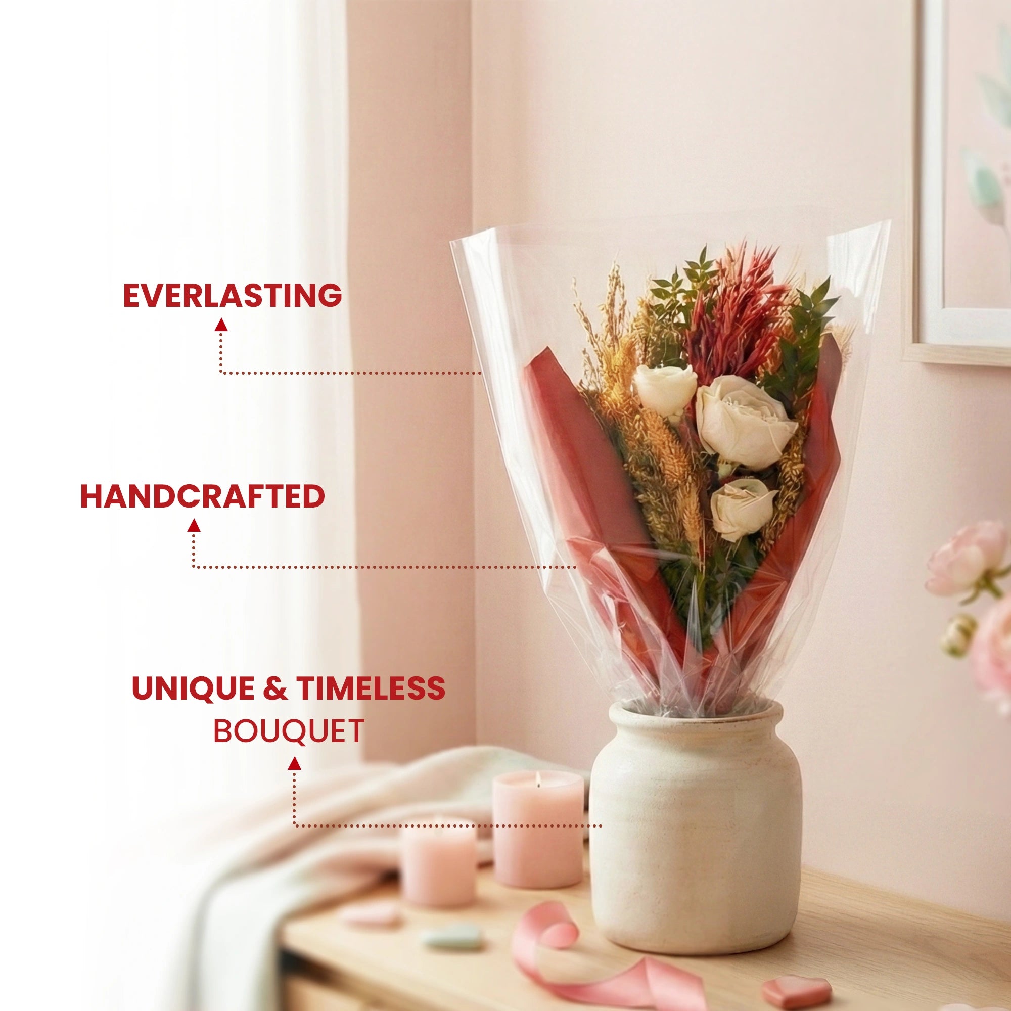 IRIS Red Velvet Romance Bouquet with 5ml Fragrance Spray