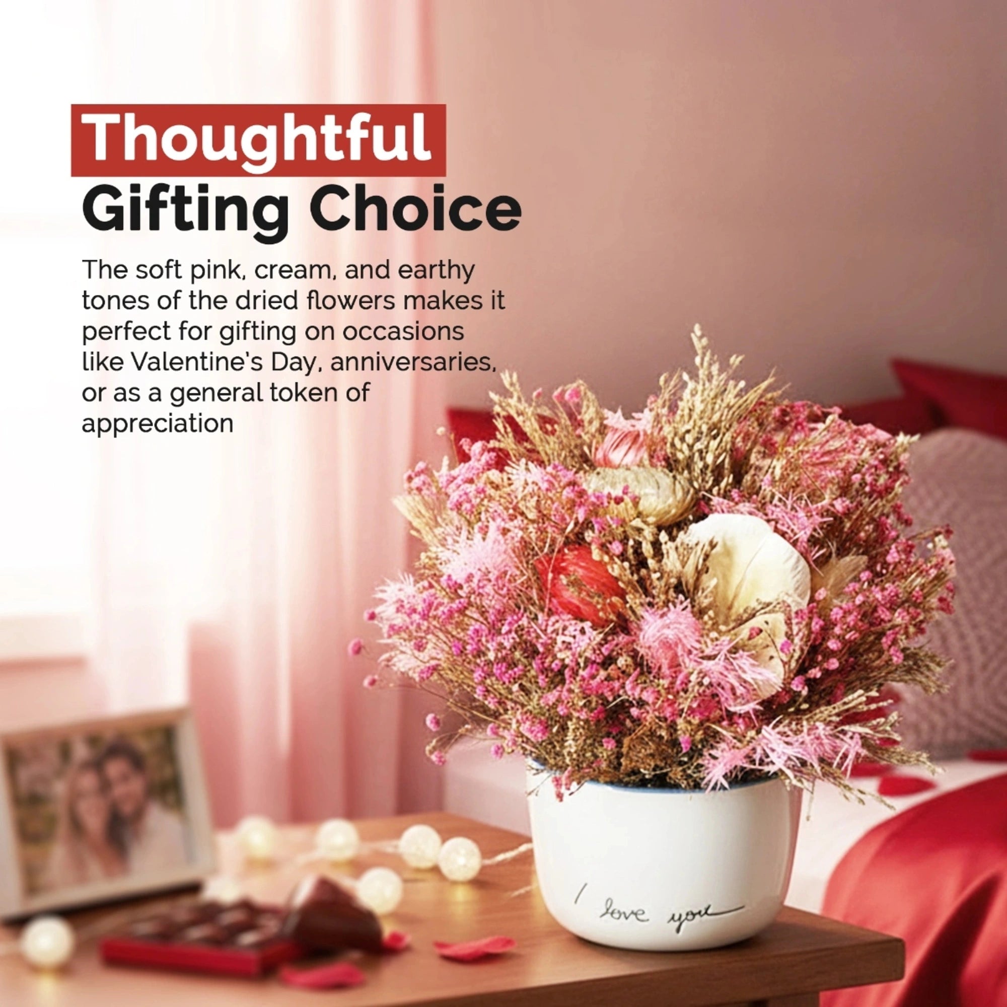 IRIS Blush Blossom Ceramic Flower With Vase + 5ml Fragrance Spray