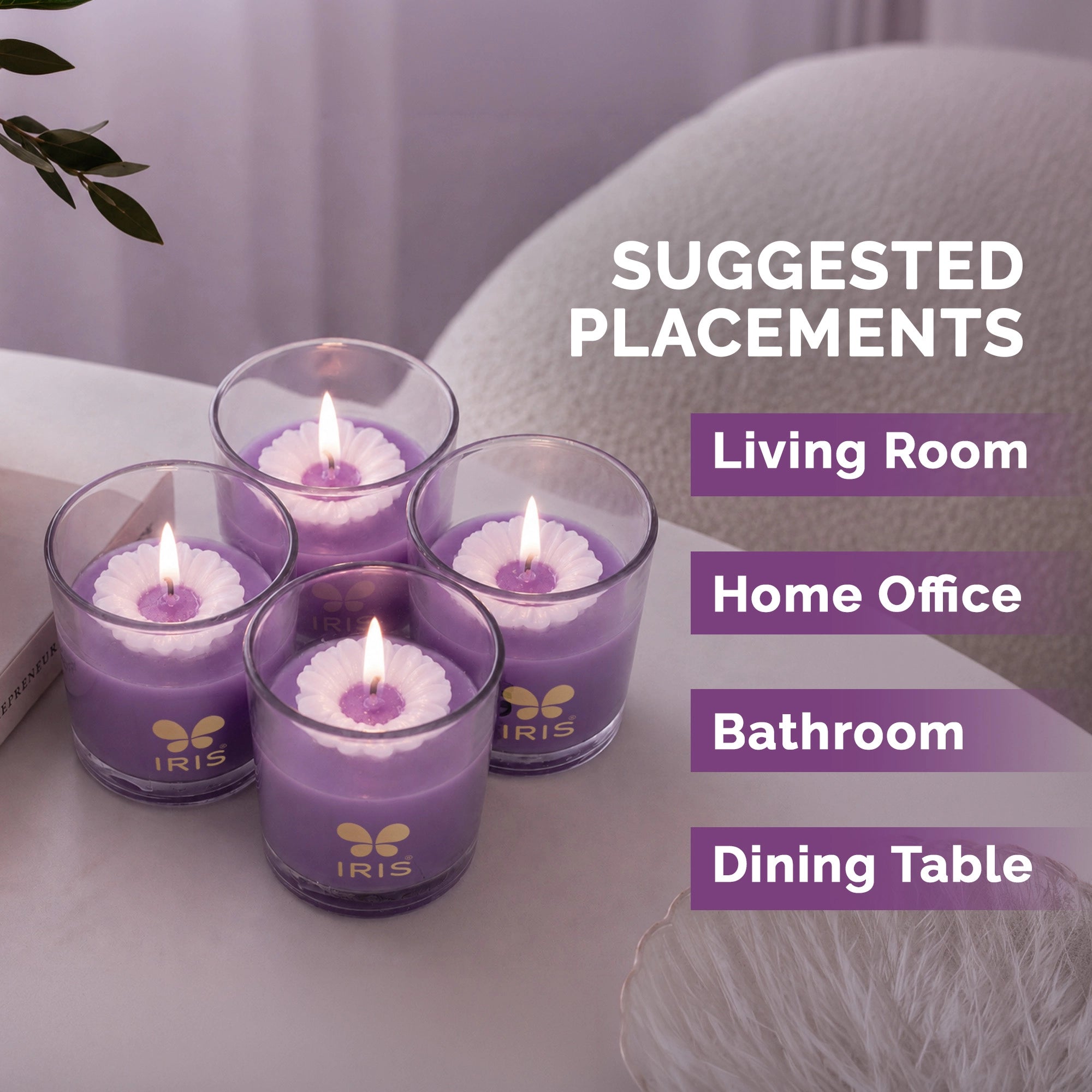 Lavender Scented Shot Glass Candle Gift Set | Pack of 4 |