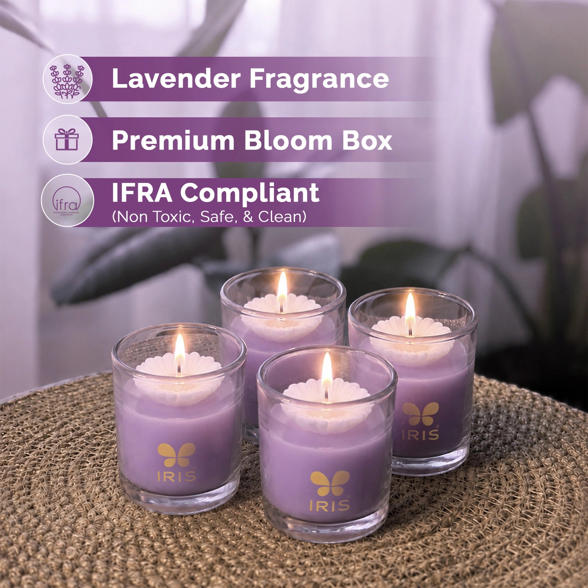 Lavender Scented Shot Glass Candle Gift Set | Pack of 4 |