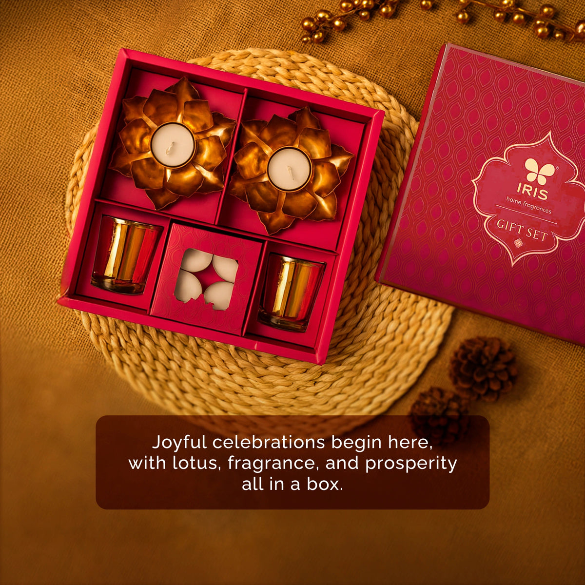 An IRIS luxury Diwali candle gift box