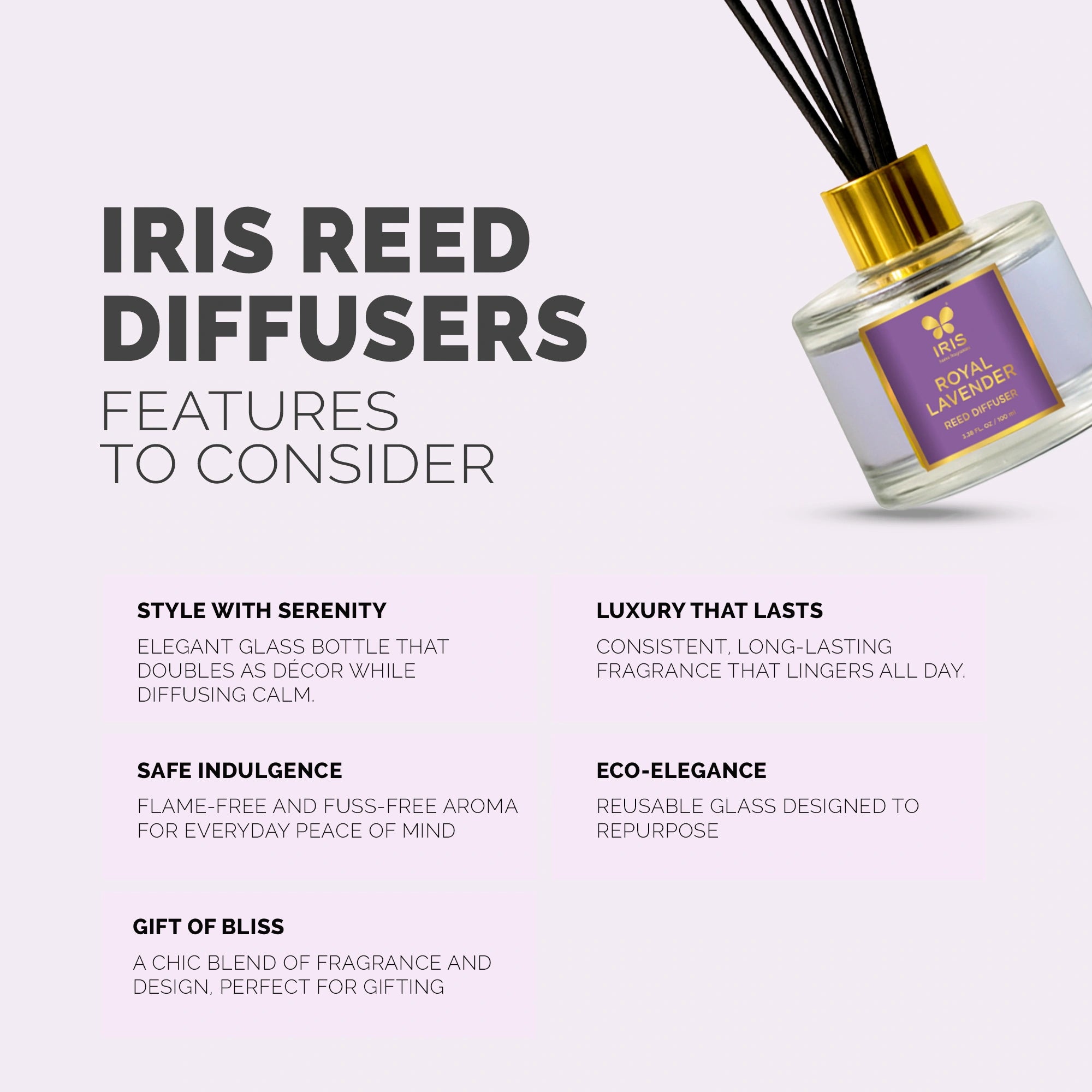 IRIS Royal Lavender Aroma Reed Diffuser Set