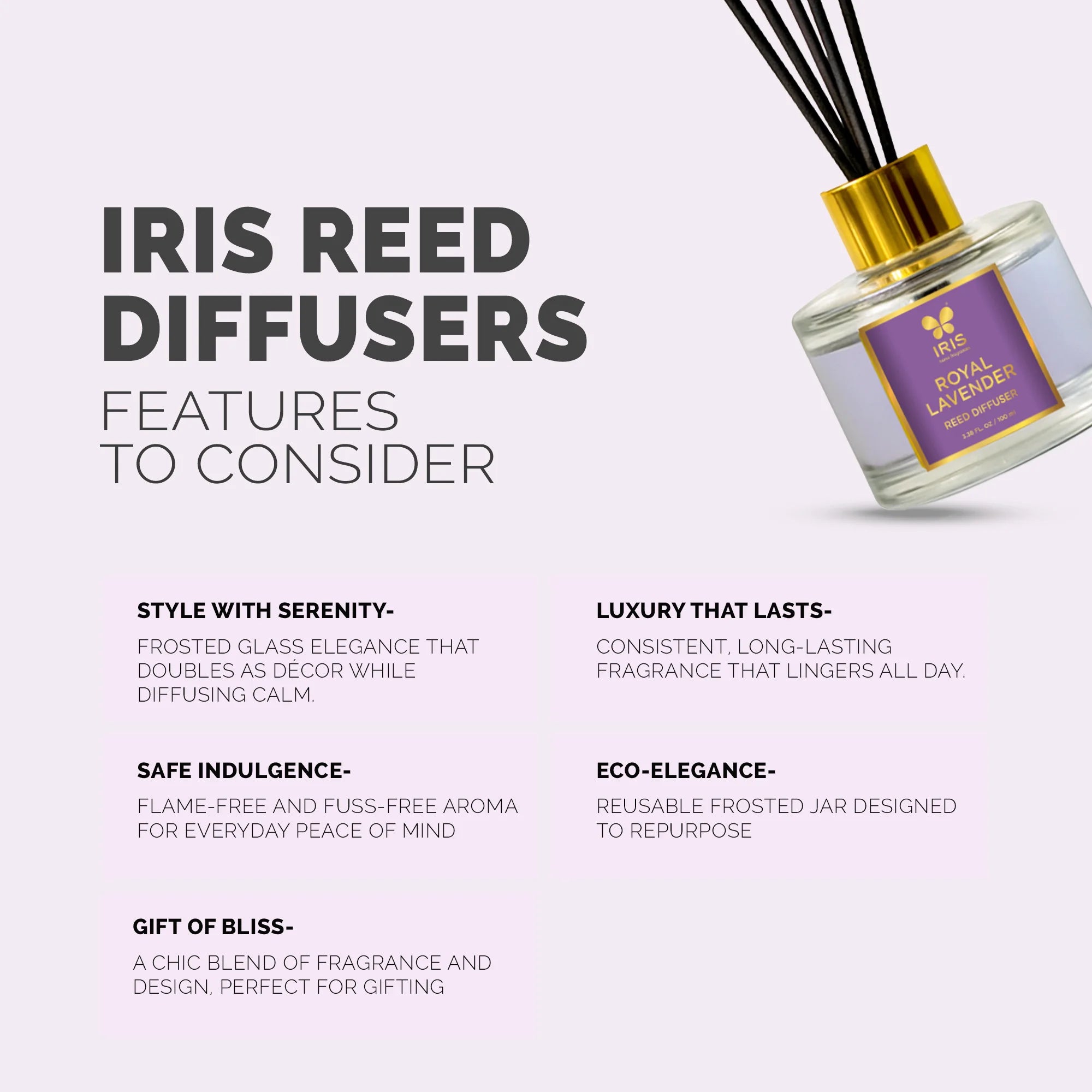 IRIS Royal Lavender Aroma Reed Diffuser Set