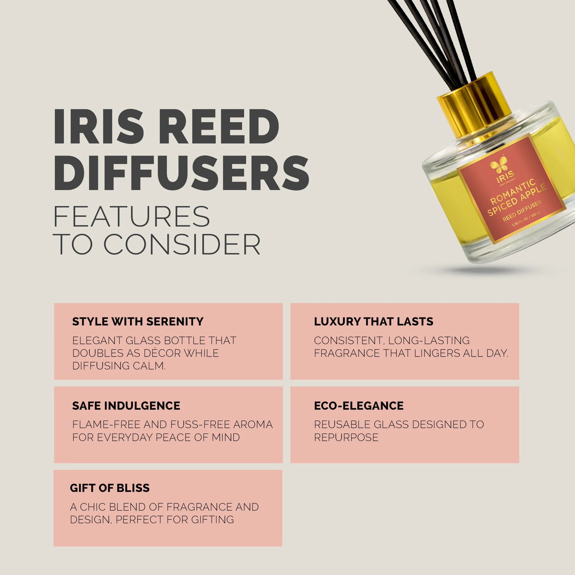 IRIS Spiced Apple Aroma Reed Diffuser Set