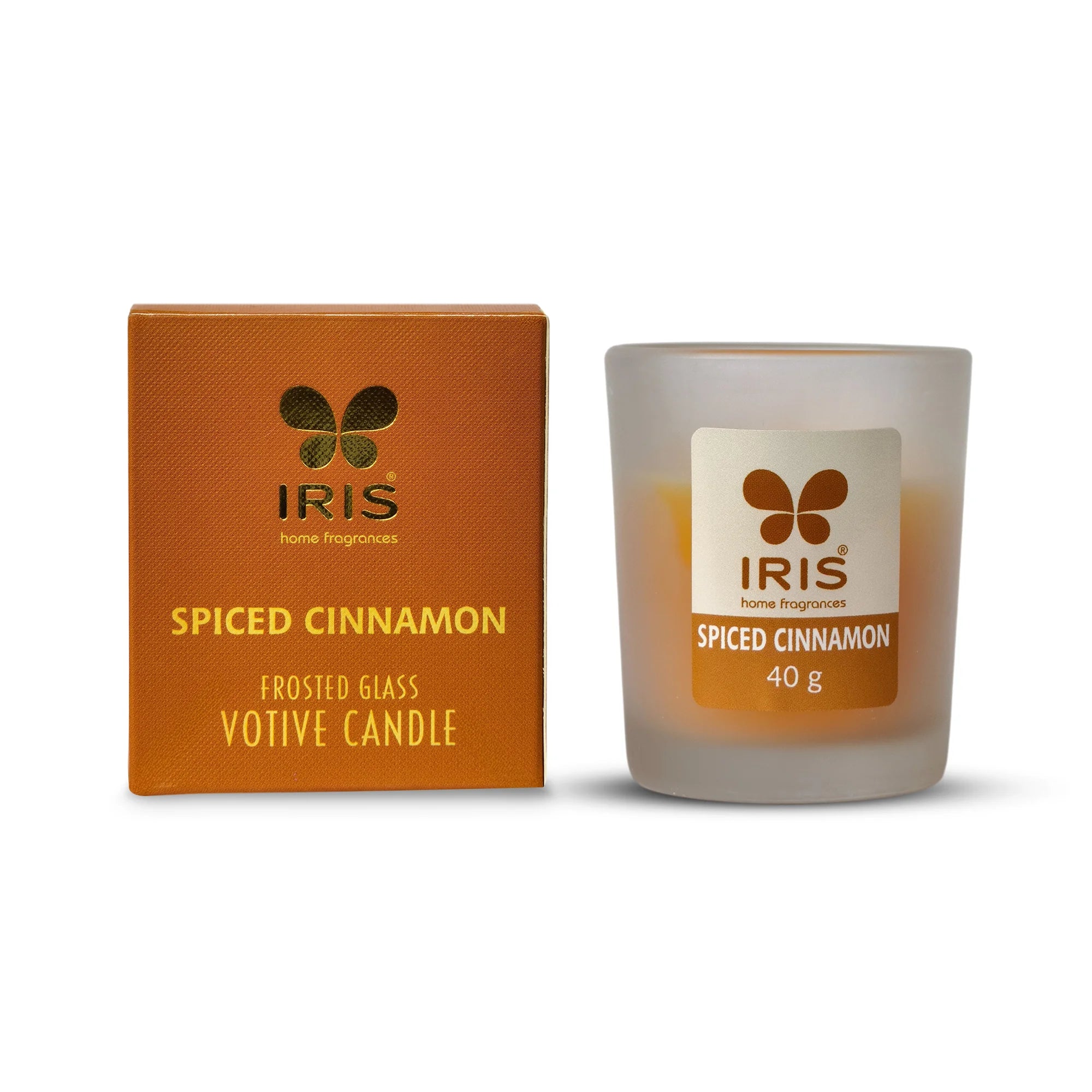 IRIS Spiced Cinnamon Frosted Shot glass scented candle