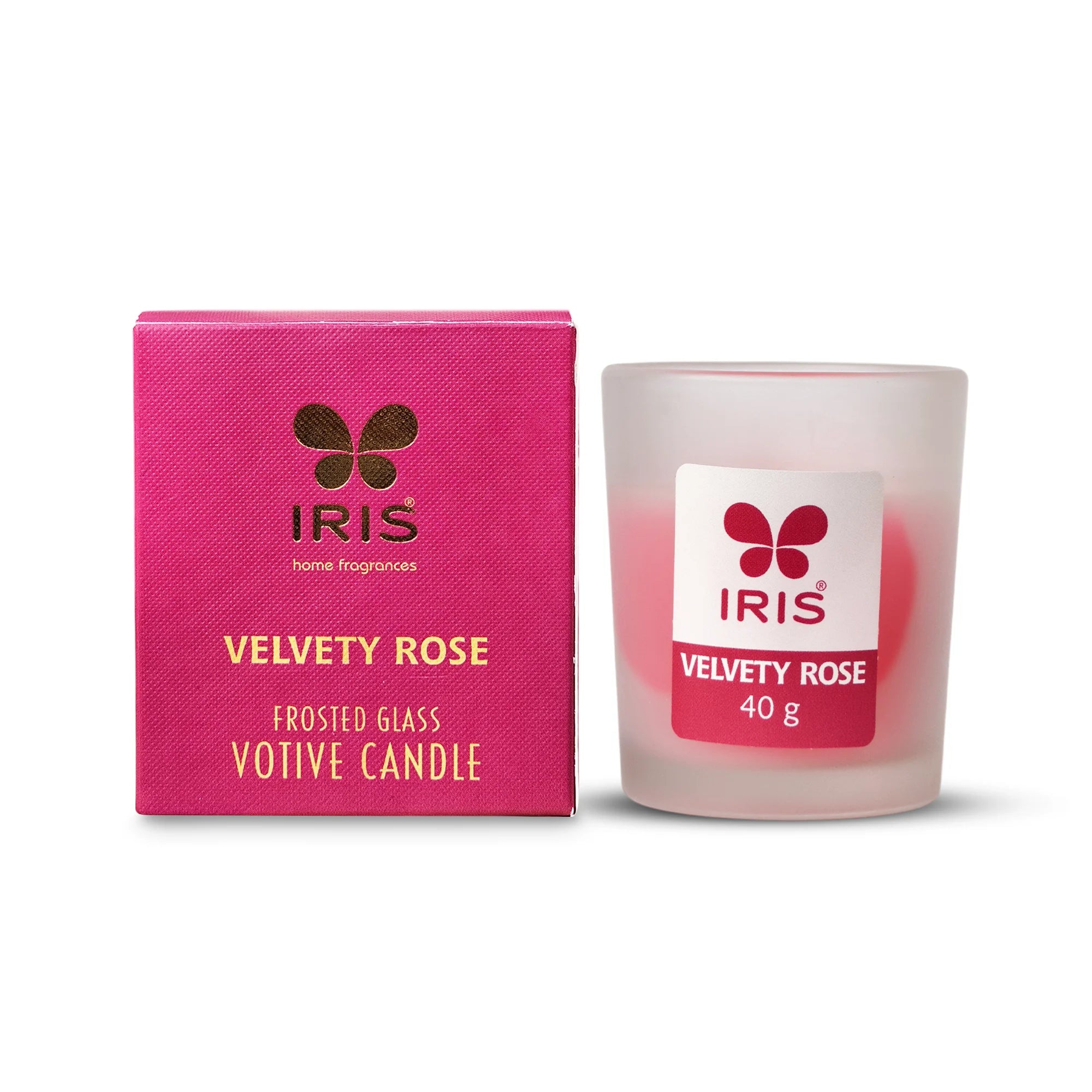 IRIS Velvety Rose Frosted Shot glass scented candle