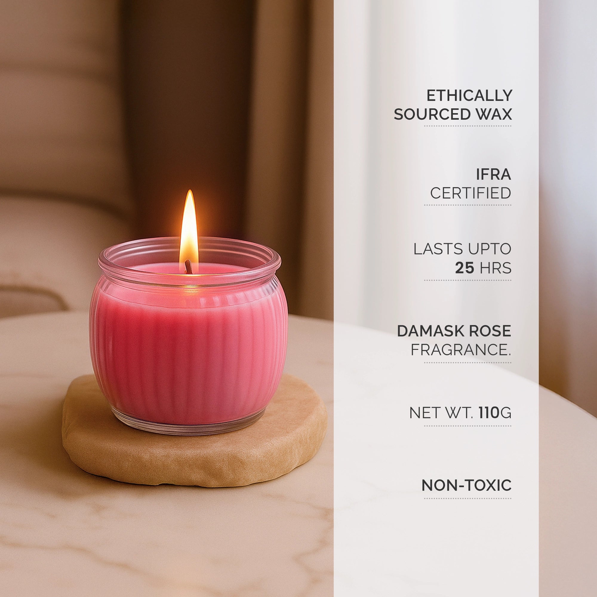 Ribbed Jar candle - Damask Rose