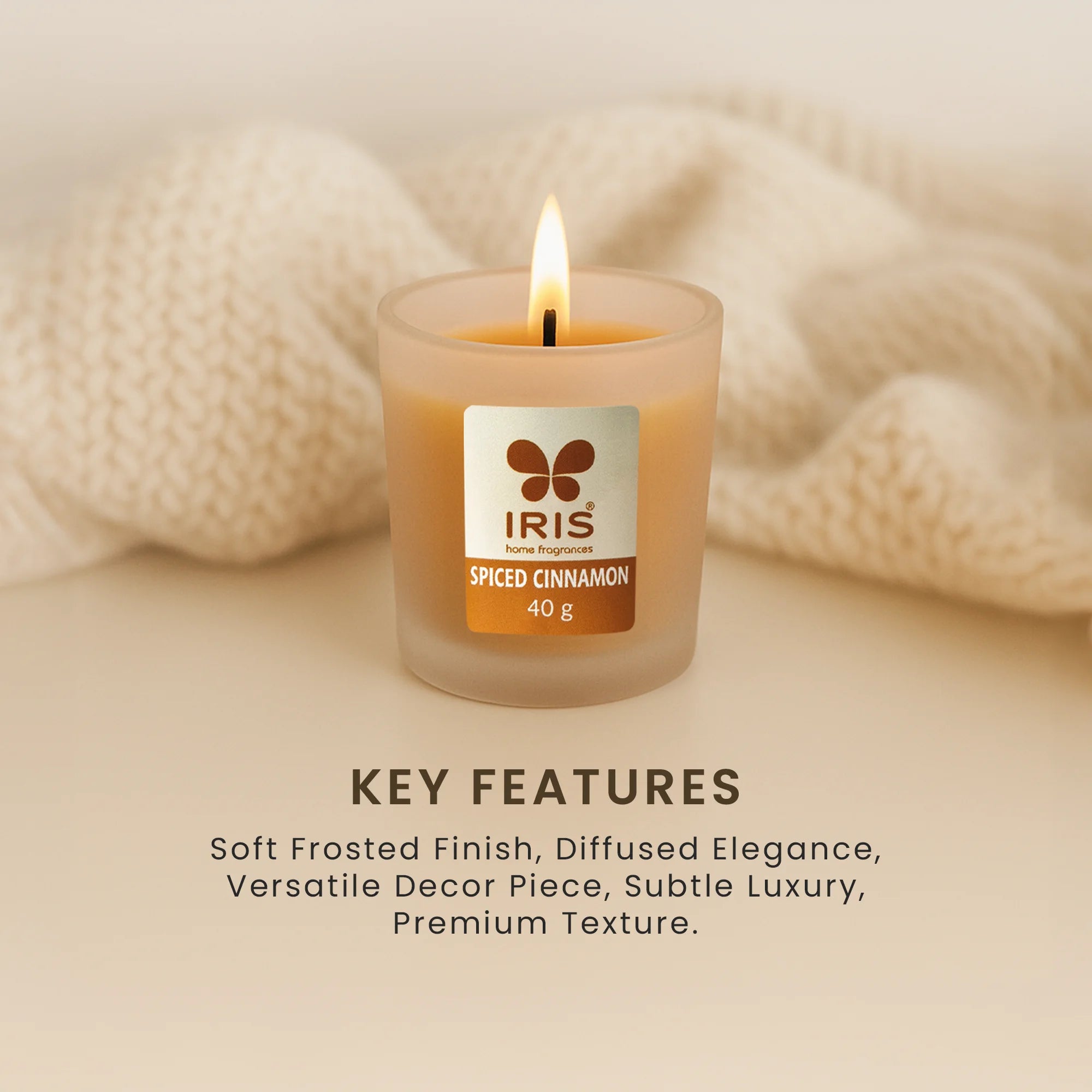 IRIS Spiced Cinnamon Frosted Shot glass scented candle