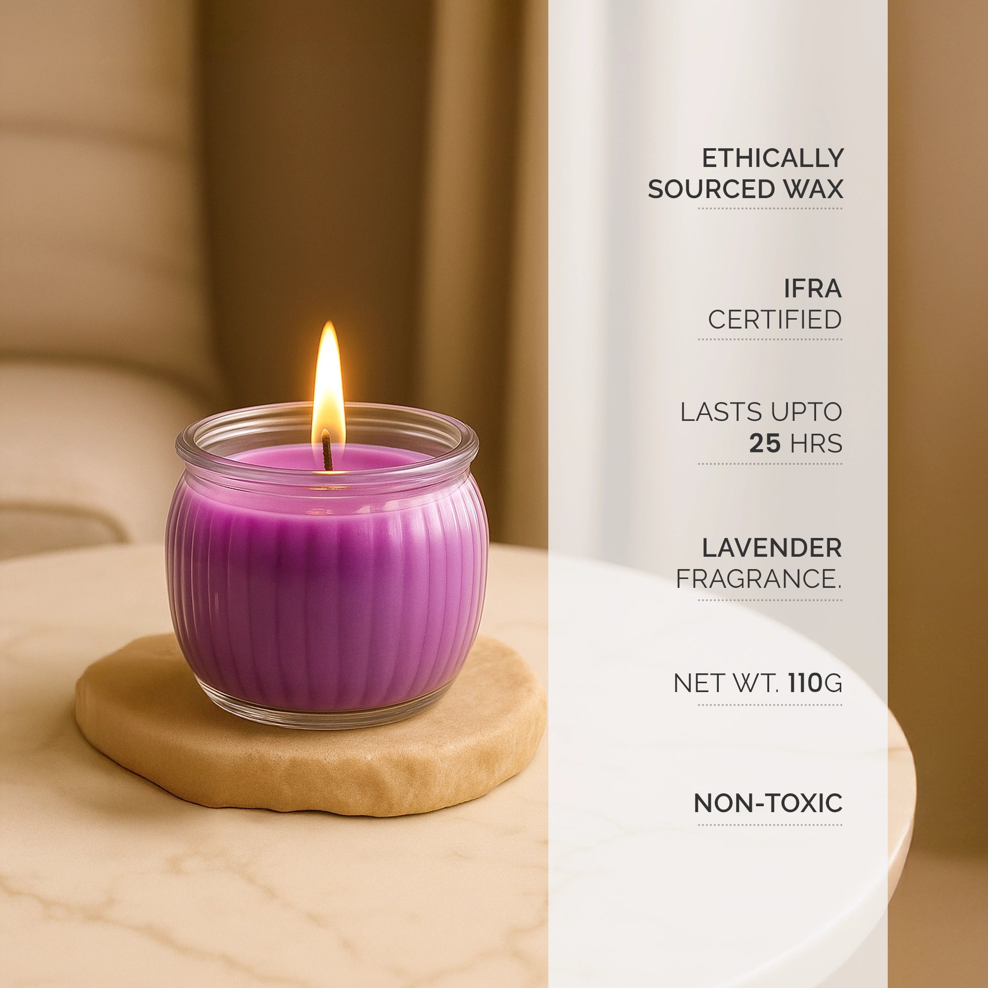 Ribbed Jar Scented Candle - Lavender