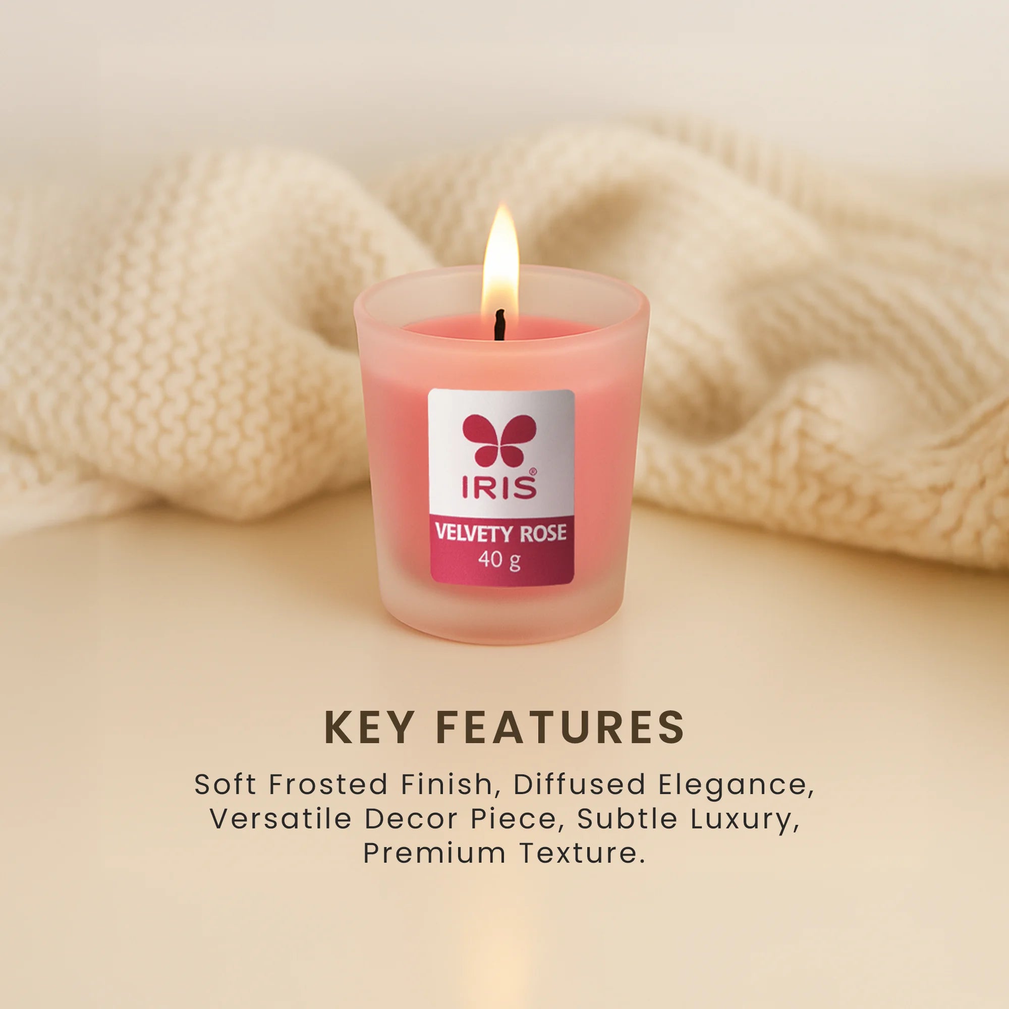 IRIS Velvety Rose Frosted Shot glass scented candle